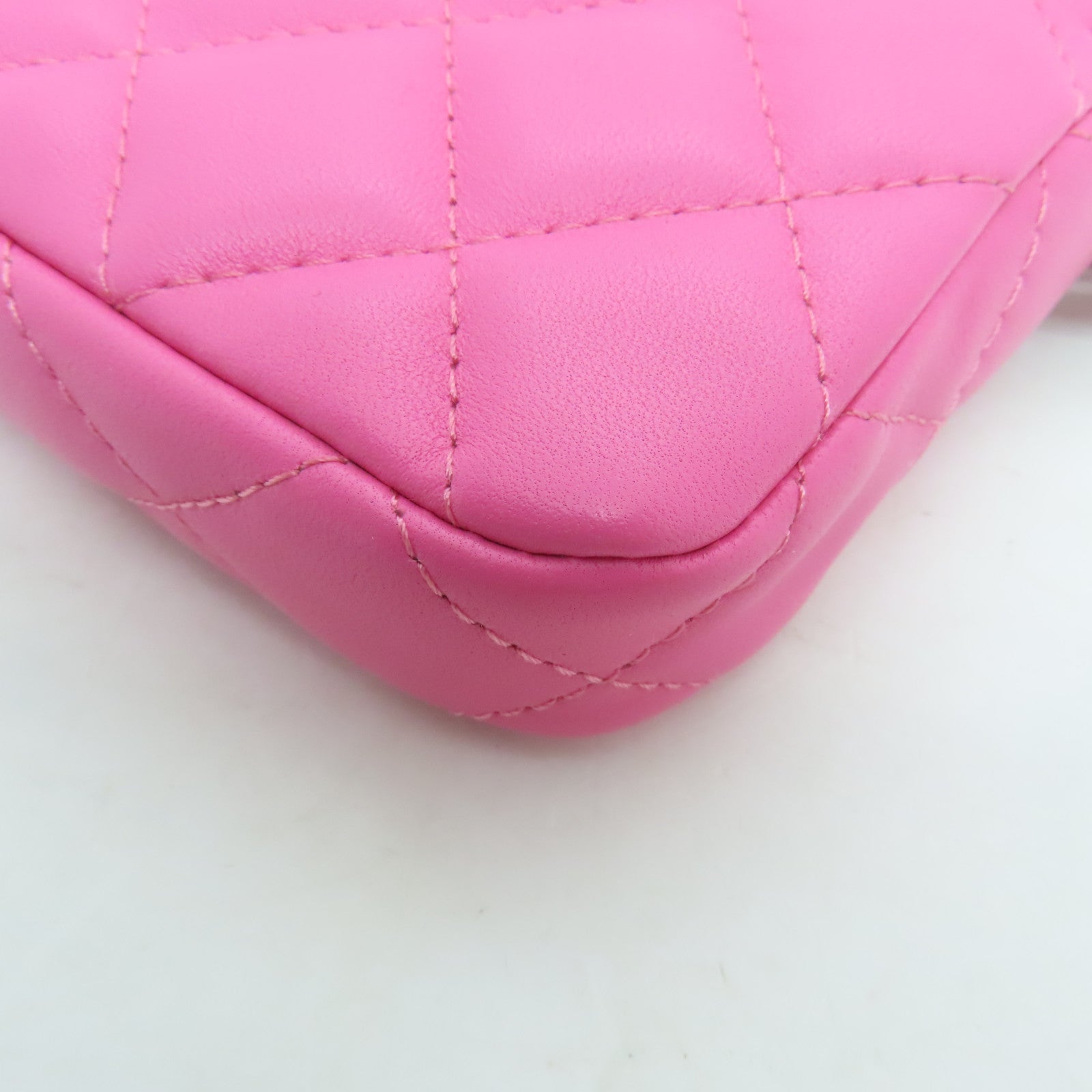 CHANEL 【激減優惠】菱格羊皮皮革Double Zip Shoulder Bag銀扣鏈帶肩背袋粉紅色