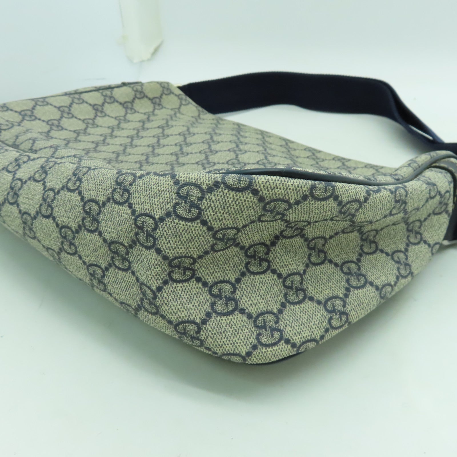 GUCCI 塗層帆布Shoulder Bag銀扣肩背袋藍色