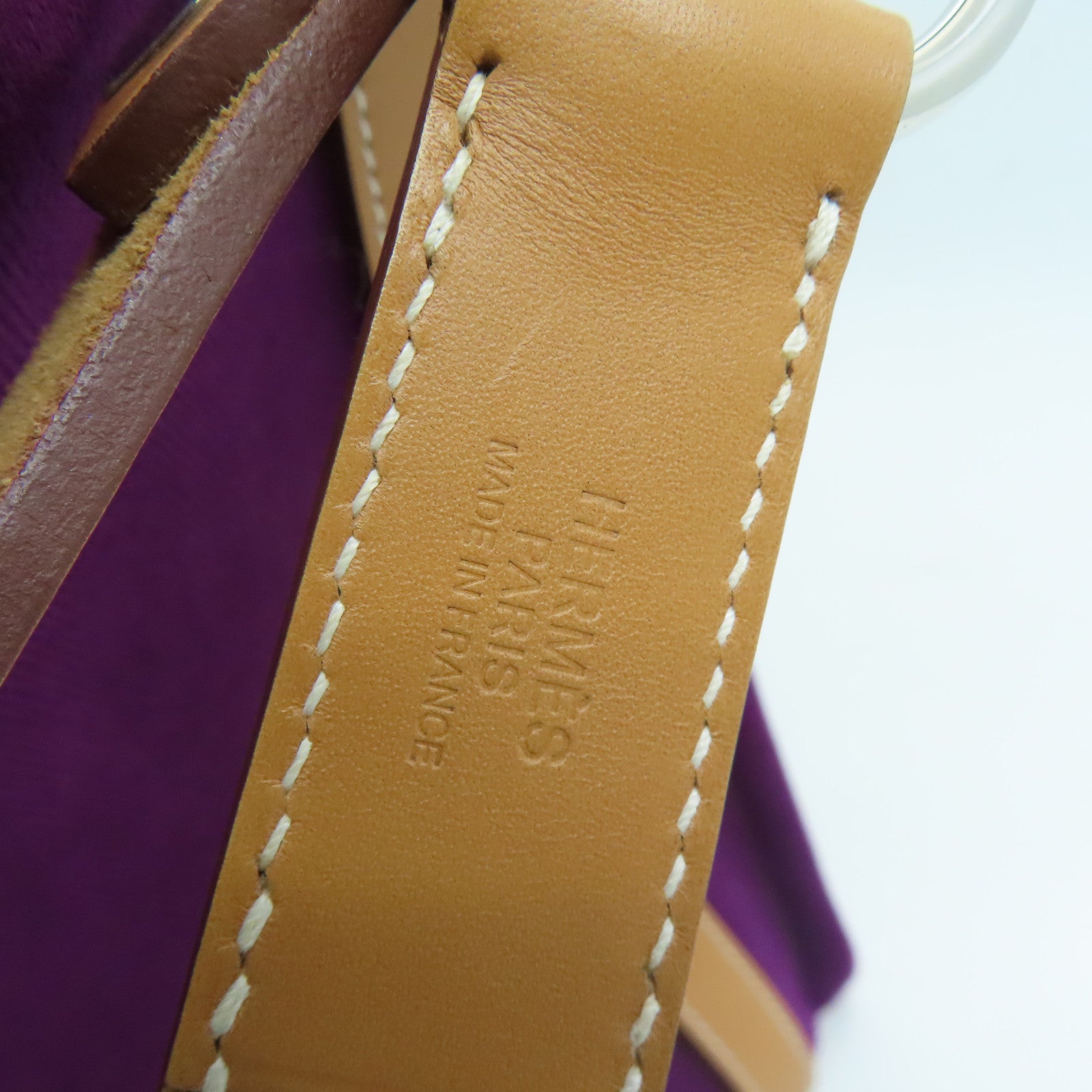 HERMES 帆布Cabalicol银扣手挽袋Anemone紫色