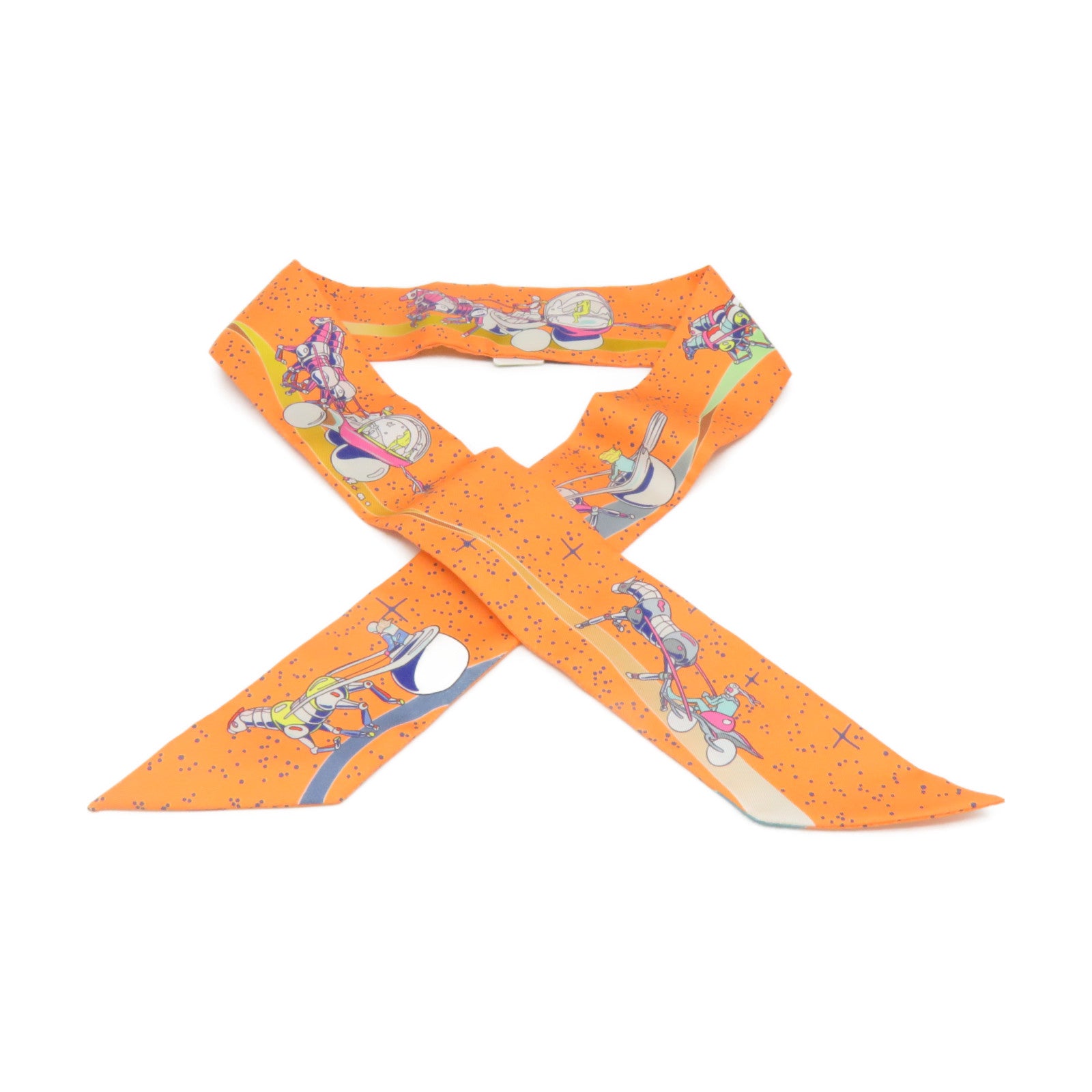 HERMES Silk Twilly Scarf Orange/Color