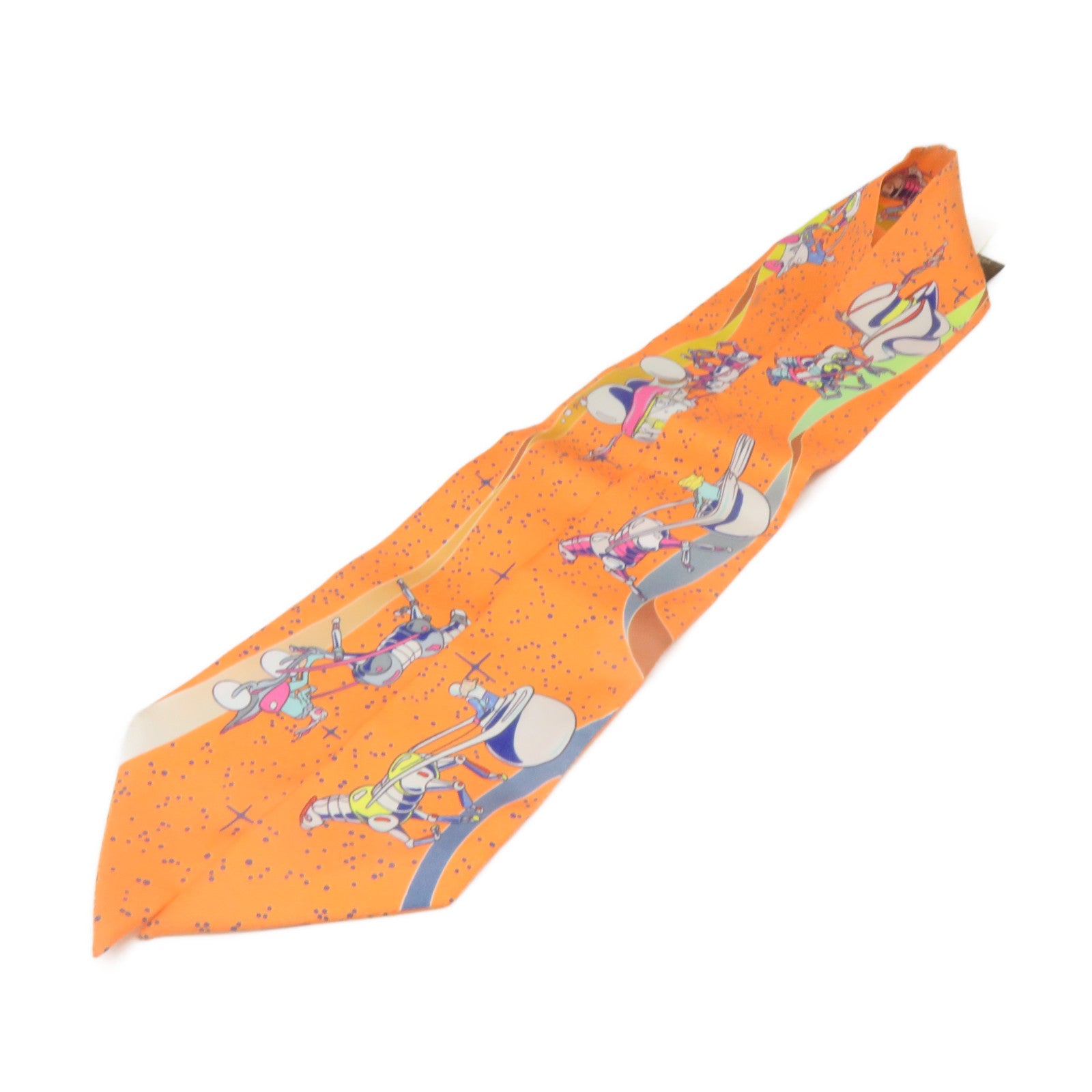 HERMES Silk Twilly Scarf Orange/Color