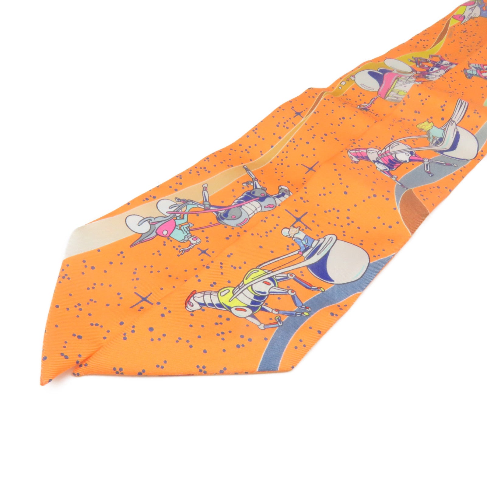 HERMES Silk Twilly Scarf Orange/Color
