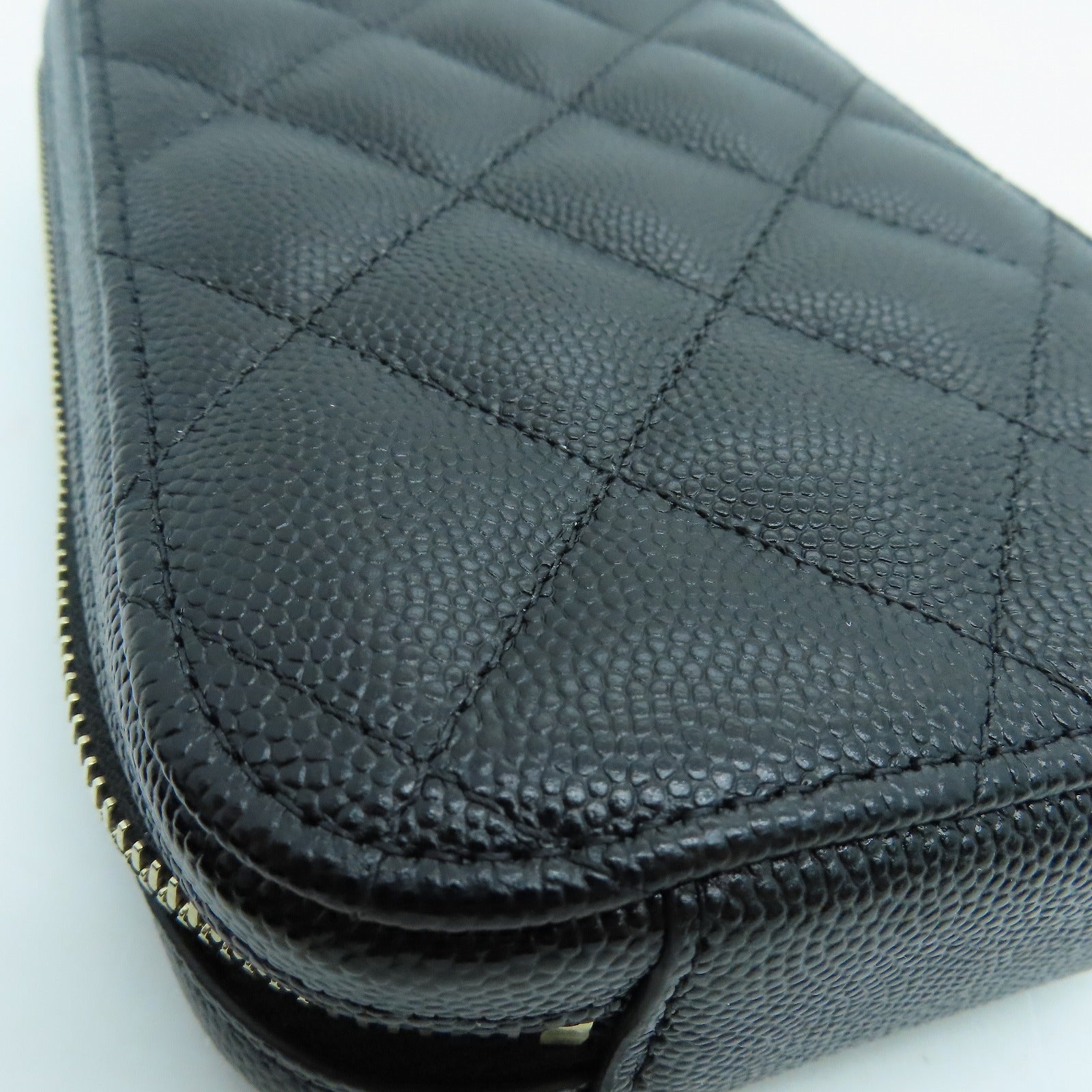 CHANEL Rhombus Caviar Leather Chain Shoulder Gold Buckle Shoulder Bag Black