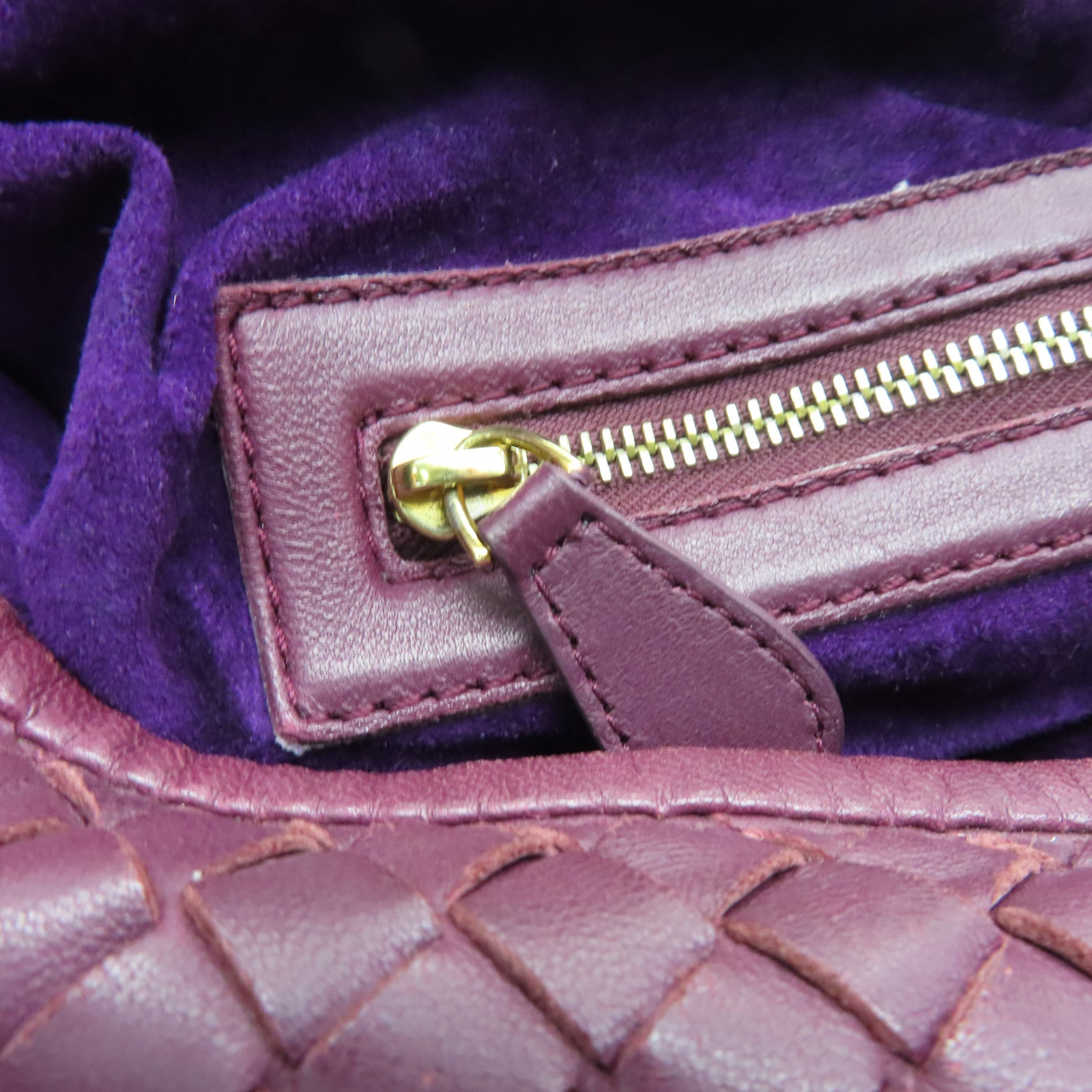 BOTTEGA VENETA 織紋皮革Shoulder Bag金扣肩背袋紫色