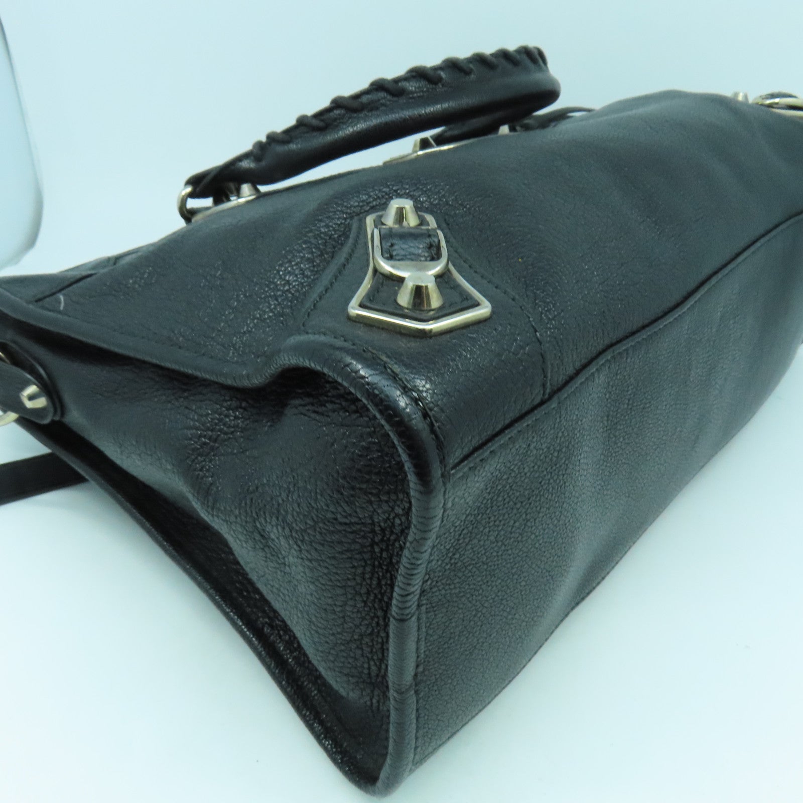 BALENCIAGA 牛皮皮革Classic City銀扣手挽肩背兩用袋黑色