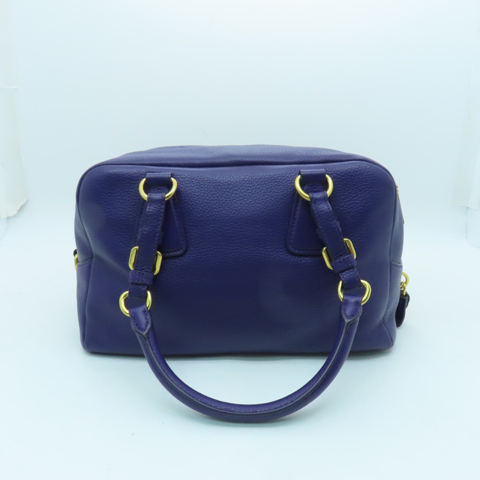 PRADA 【激減優惠】牛皮皮革Vitello Daino Shoulder Bag金扣波士頓包紫色