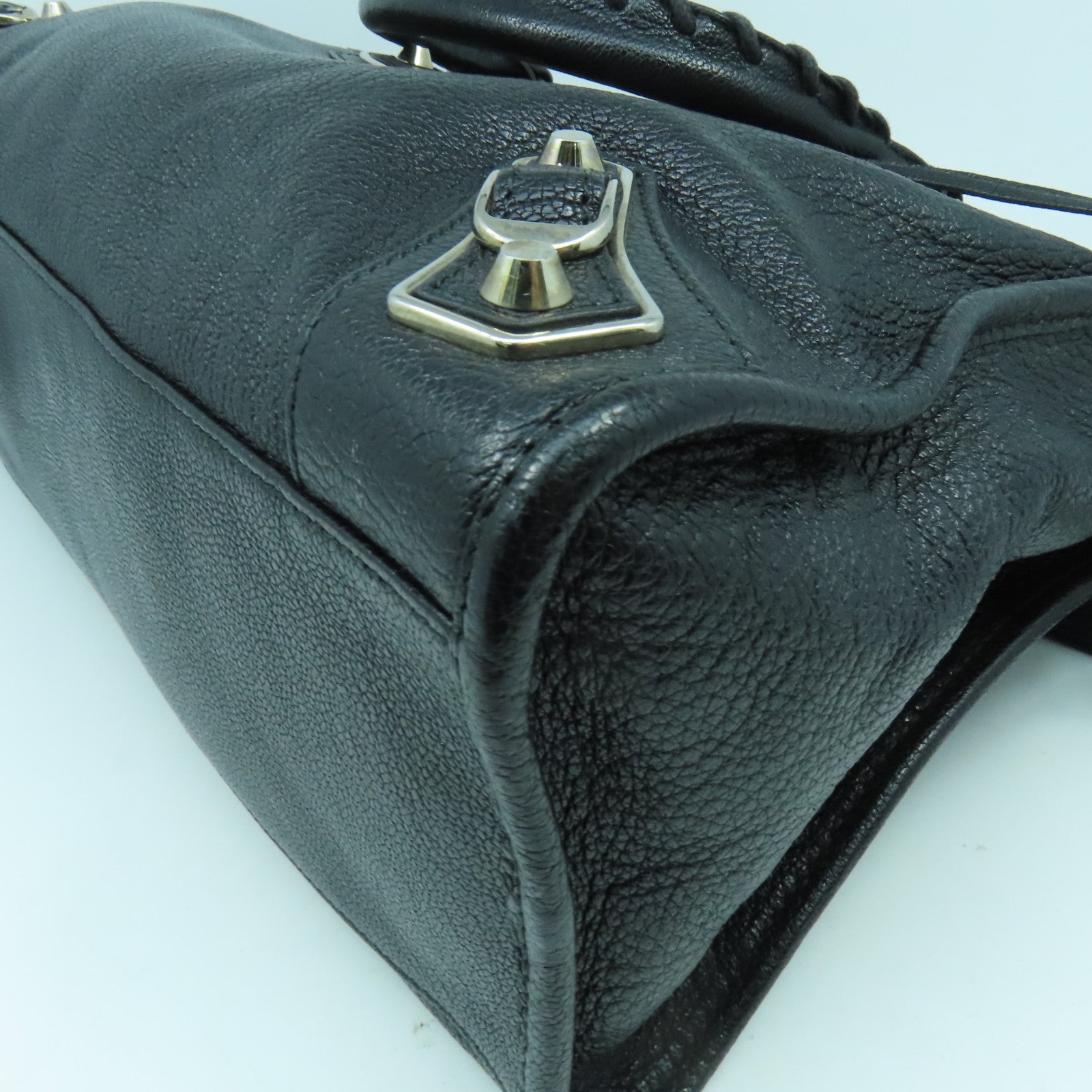 BALENCIAGA 牛皮皮革Classic City銀扣手挽肩背兩用袋黑色