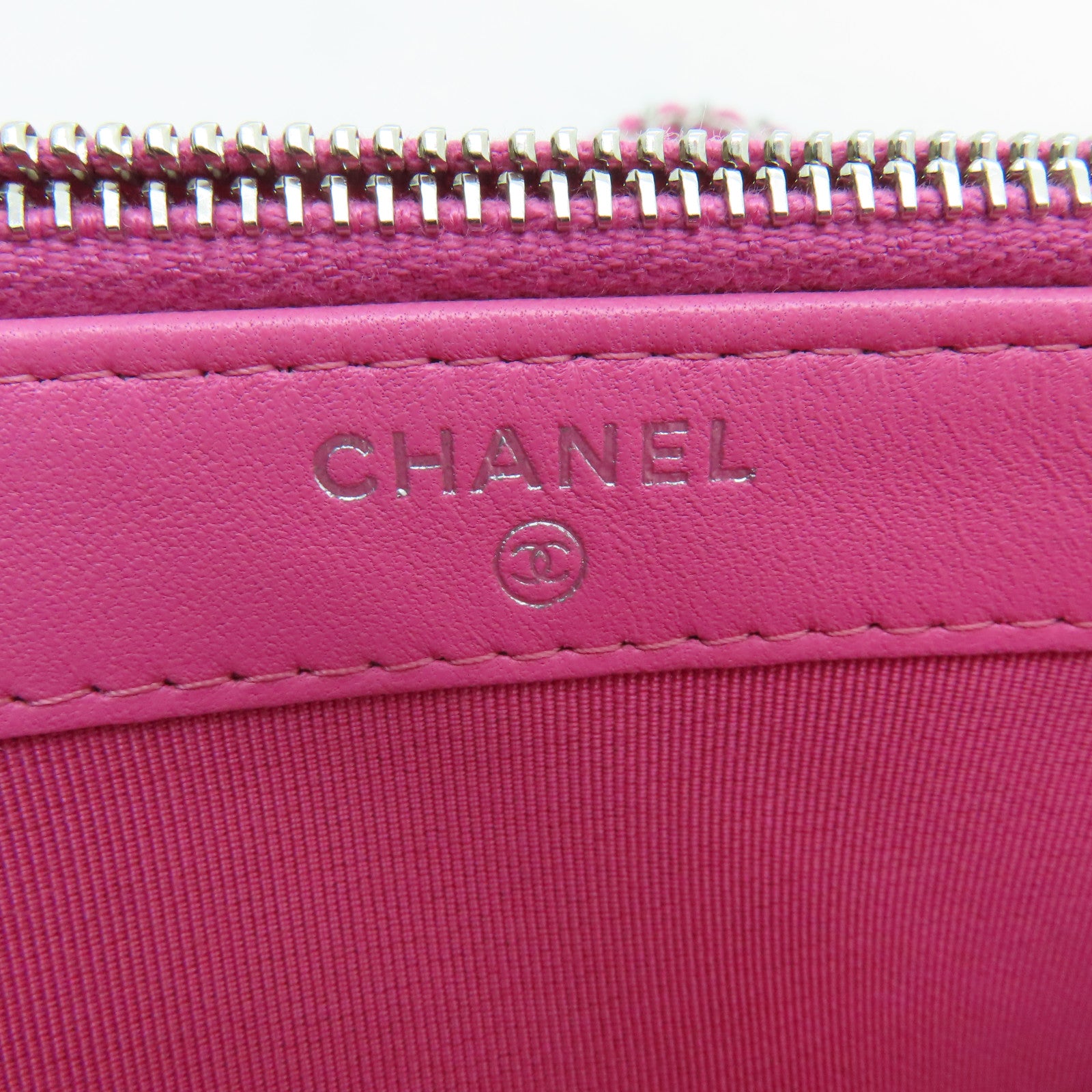 CHANEL 【激減優惠】菱格羊皮皮革Double Zip Shoulder Bag銀扣鏈帶肩背袋粉紅色