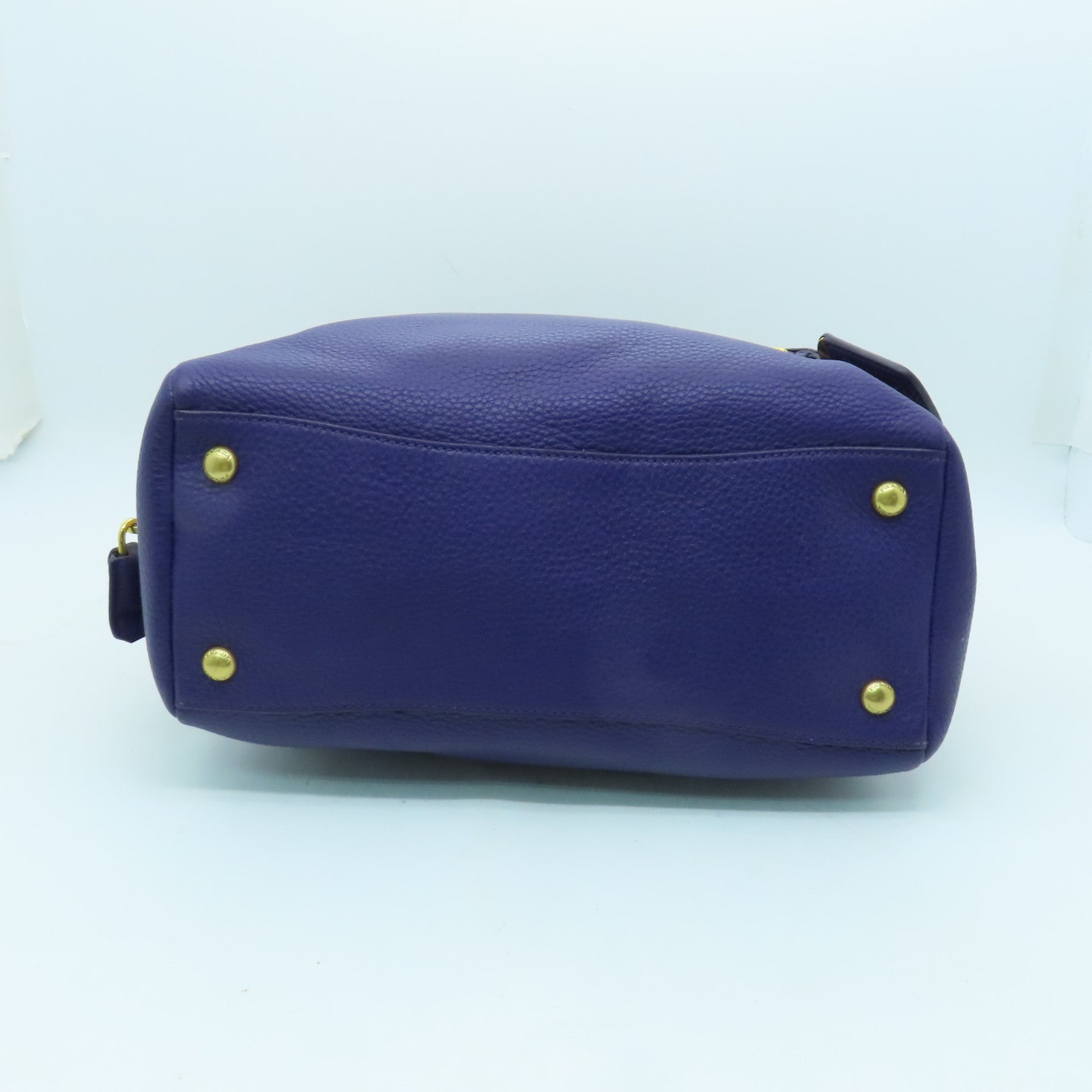 PRADA 【激減優惠】牛皮皮革Vitello Daino Shoulder Bag金扣波士頓包紫色