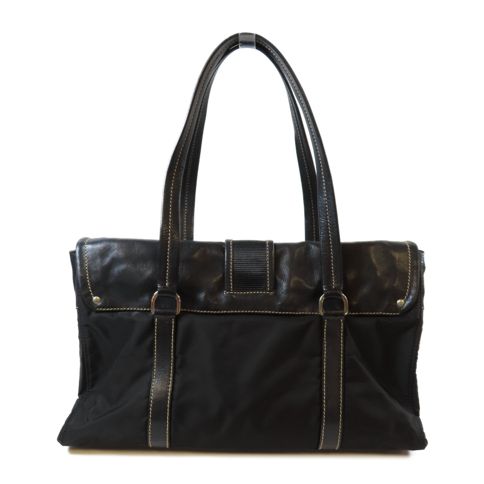 PRADA 尼龍Shoulder Bag銀扣肩背袋黑色
