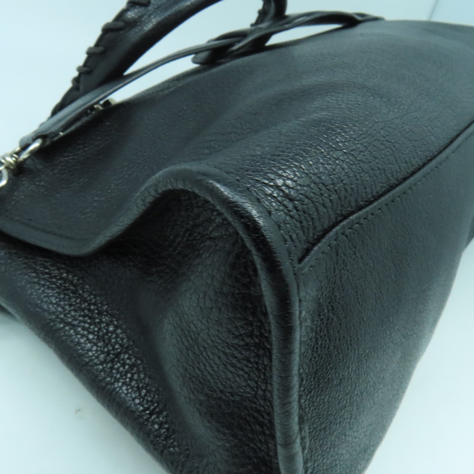 BALENCIAGA 牛皮皮革Classic City銀扣手挽肩背兩用袋黑色