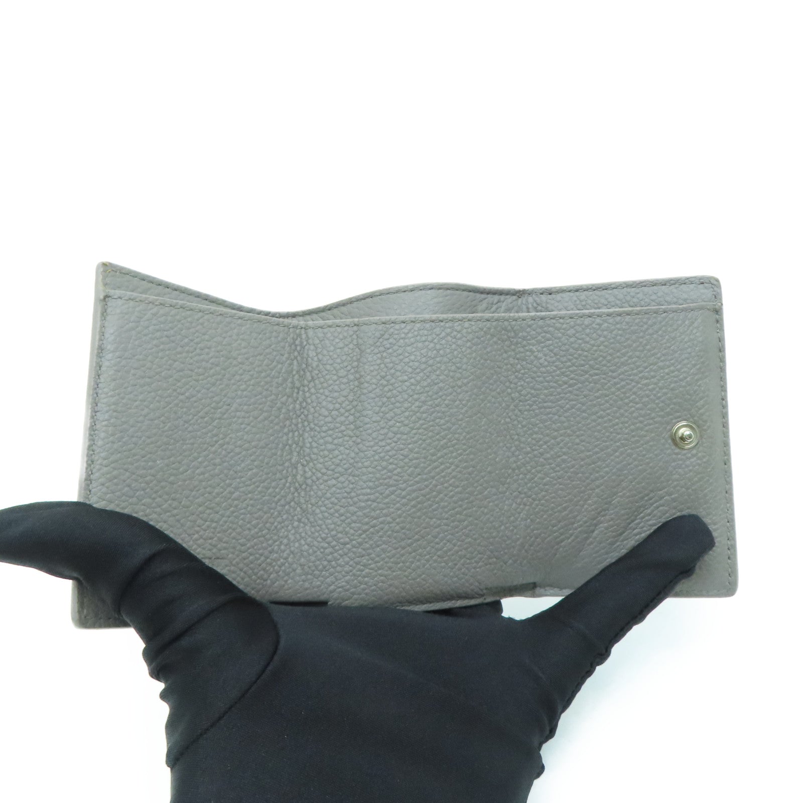 YVES SAINT LAURENT 牛皮皮革Tiny Wallet银扣钱包灰色