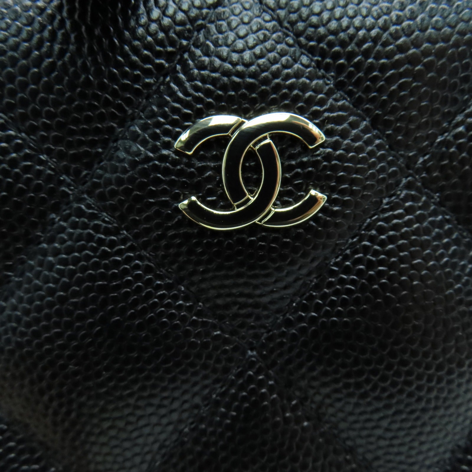 CHANEL Rhombus Caviar Leather Chain Shoulder Gold Buckle Shoulder Bag Black