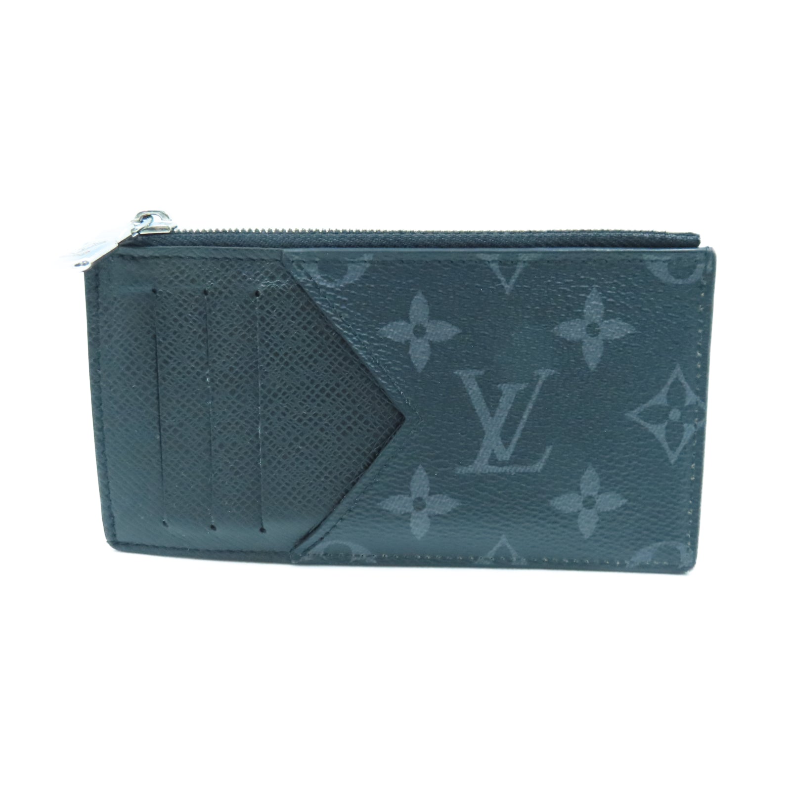 LOUIS VUITTON Monogram Eclipse Coin Card Holder銀扣卡片包黑色