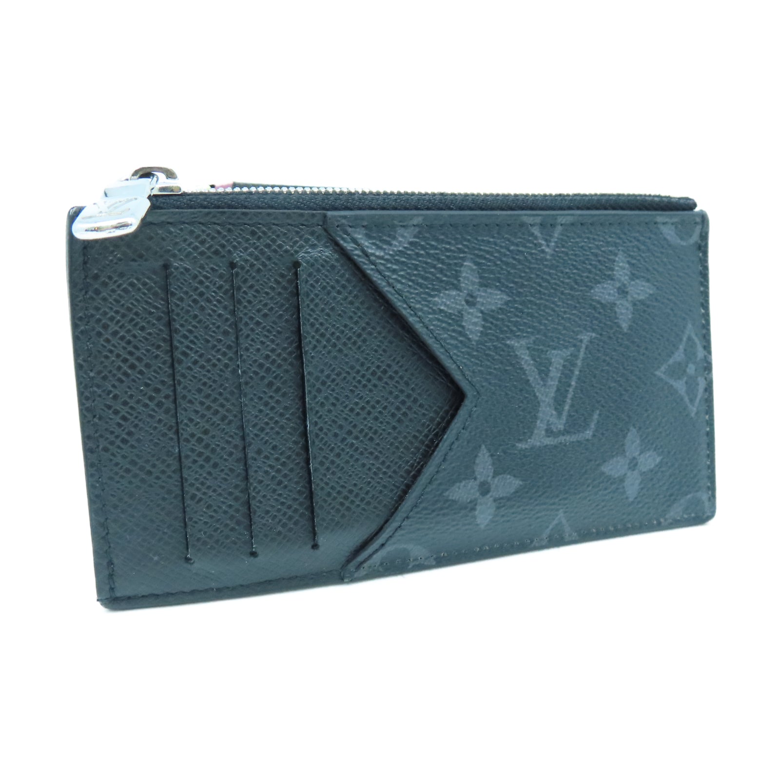 LOUIS VUITTON Monogram Eclipse Coin Card Holder銀扣卡片包黑色