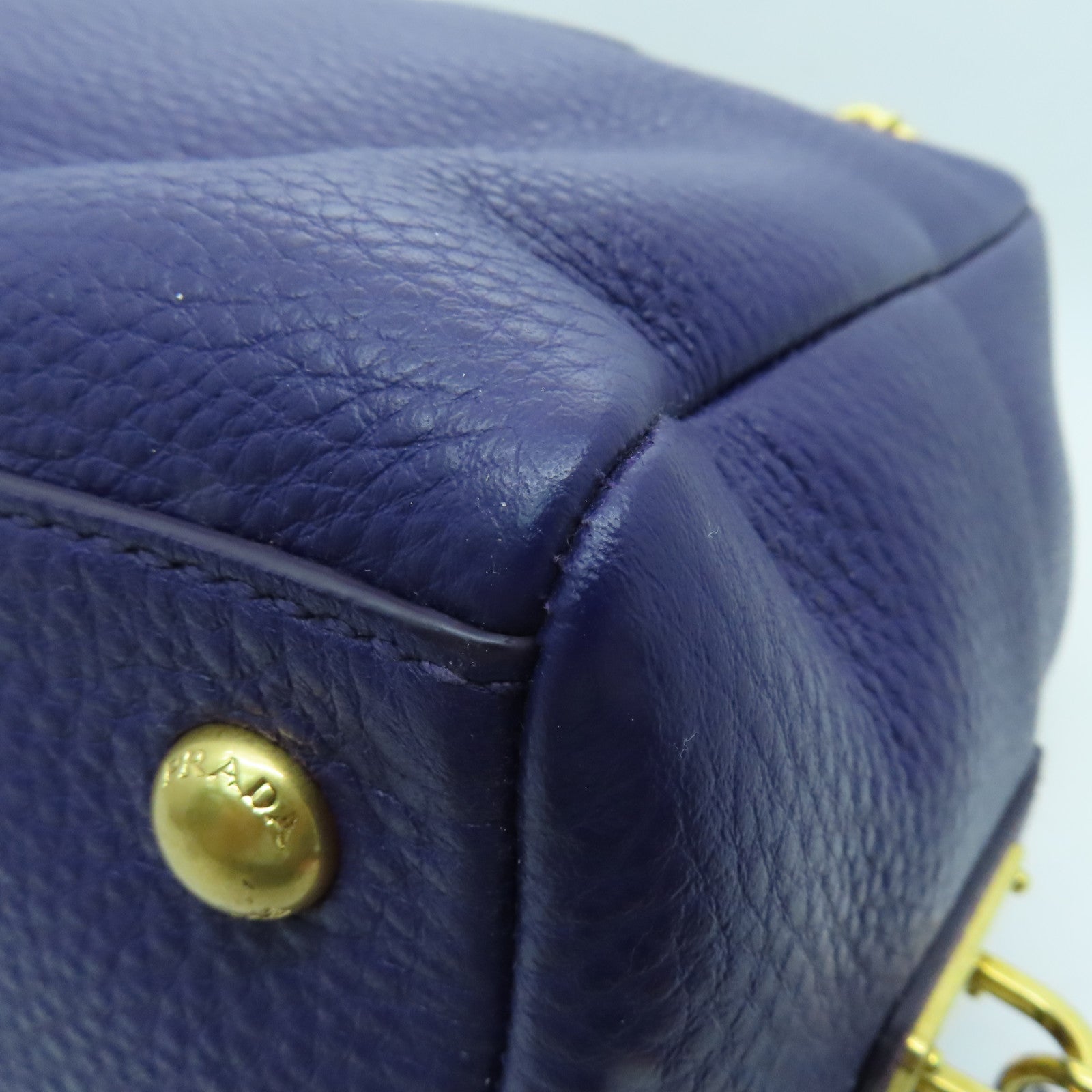 PRADA 【激減優惠】牛皮皮革Vitello Daino Shoulder Bag金扣波士頓包紫色