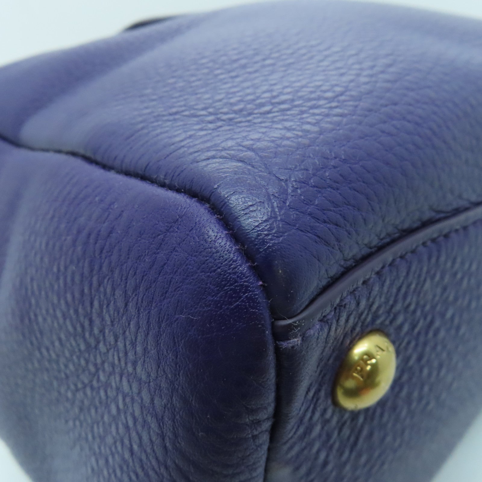 PRADA 【激減優惠】牛皮皮革Vitello Daino Shoulder Bag金扣波士頓包紫色