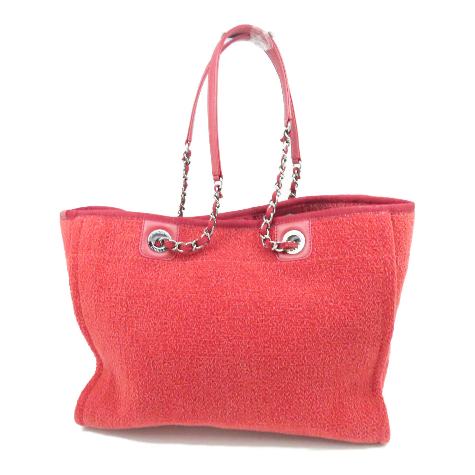CHANEL 帆布Tote Bag銀扣手挽袋紅色