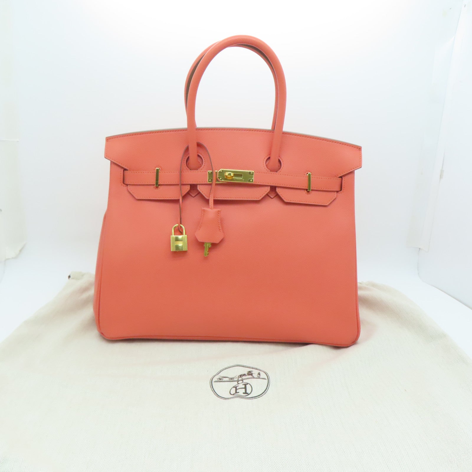 HERMES Epsom皮革Birkin 35 Hand Bag金扣肩背袋