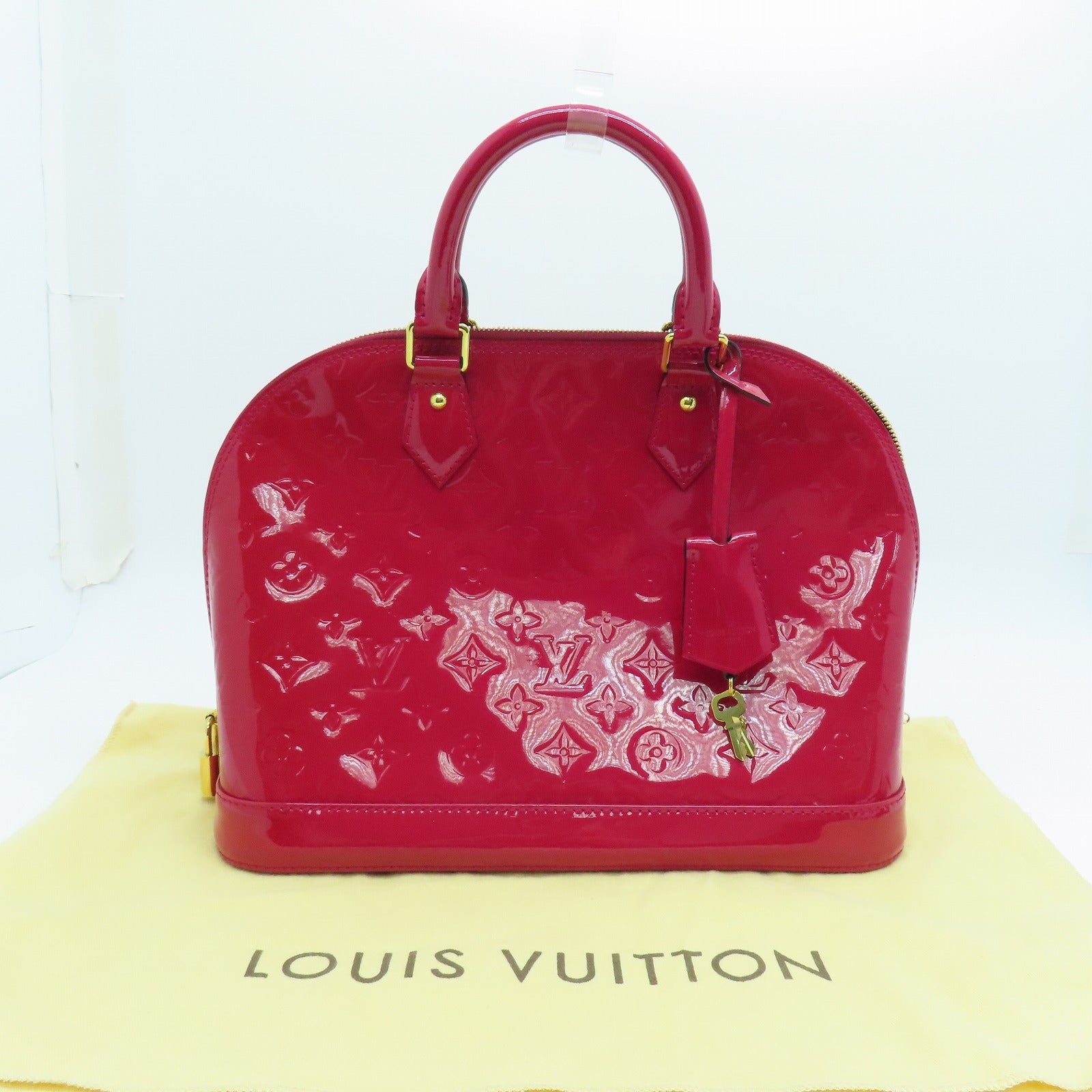 LOUIS VUITTON Vernis Alma PM Hand Bag金扣手挽袋紅色