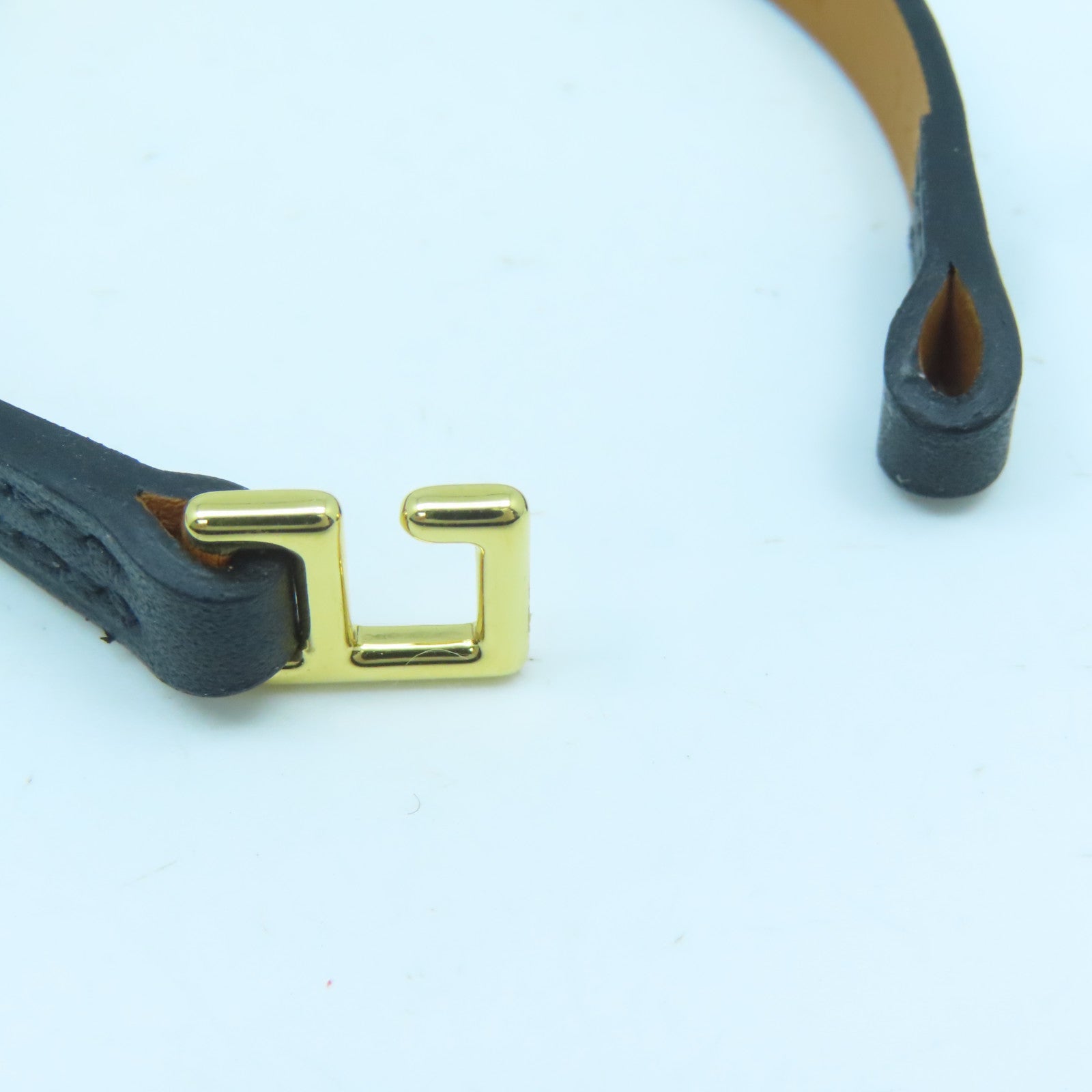 HERMES Swift皮革Rivale Mini Bracelet金扣手鏈黑色