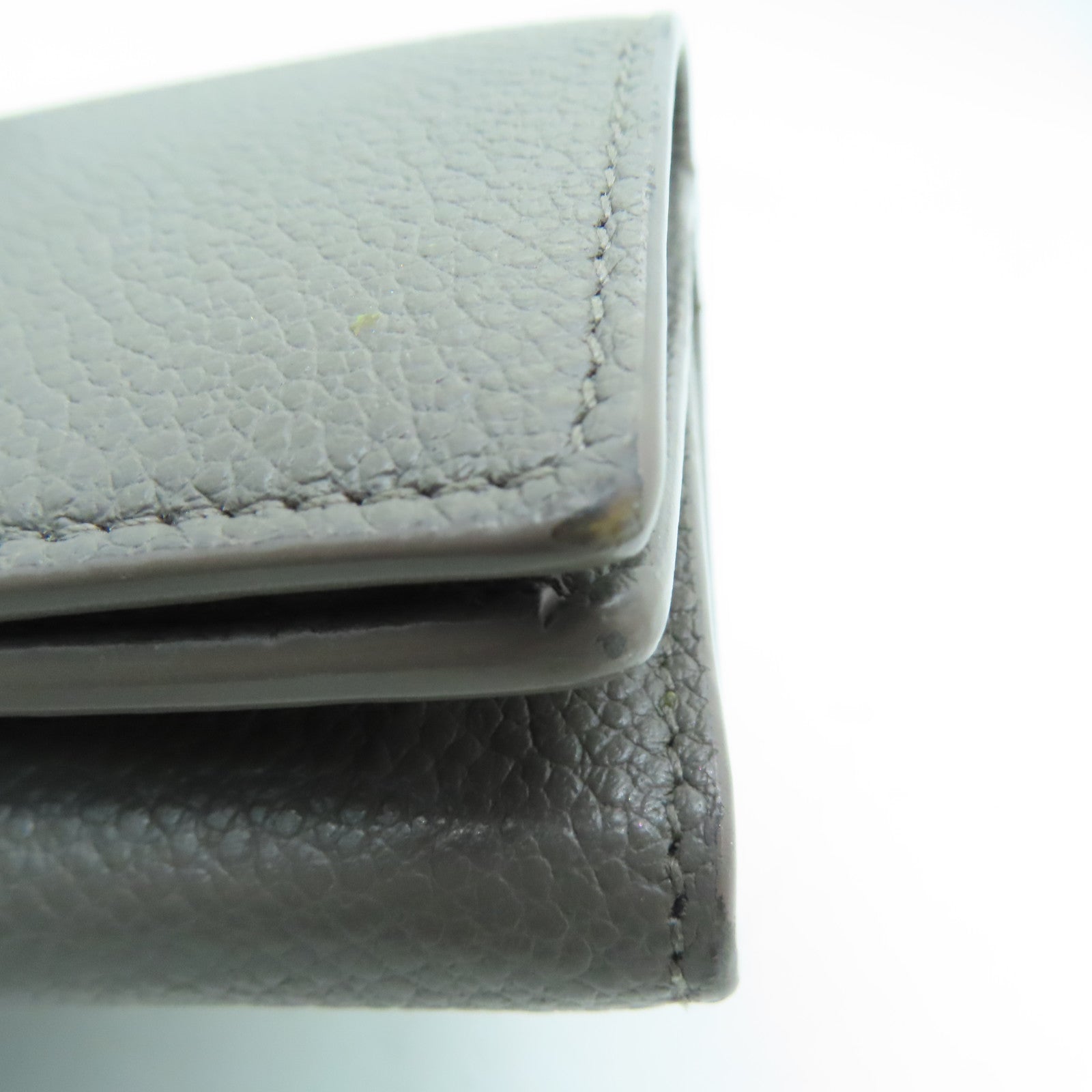 YVES SAINT LAURENT 牛皮皮革Tiny Wallet银扣钱包灰色
