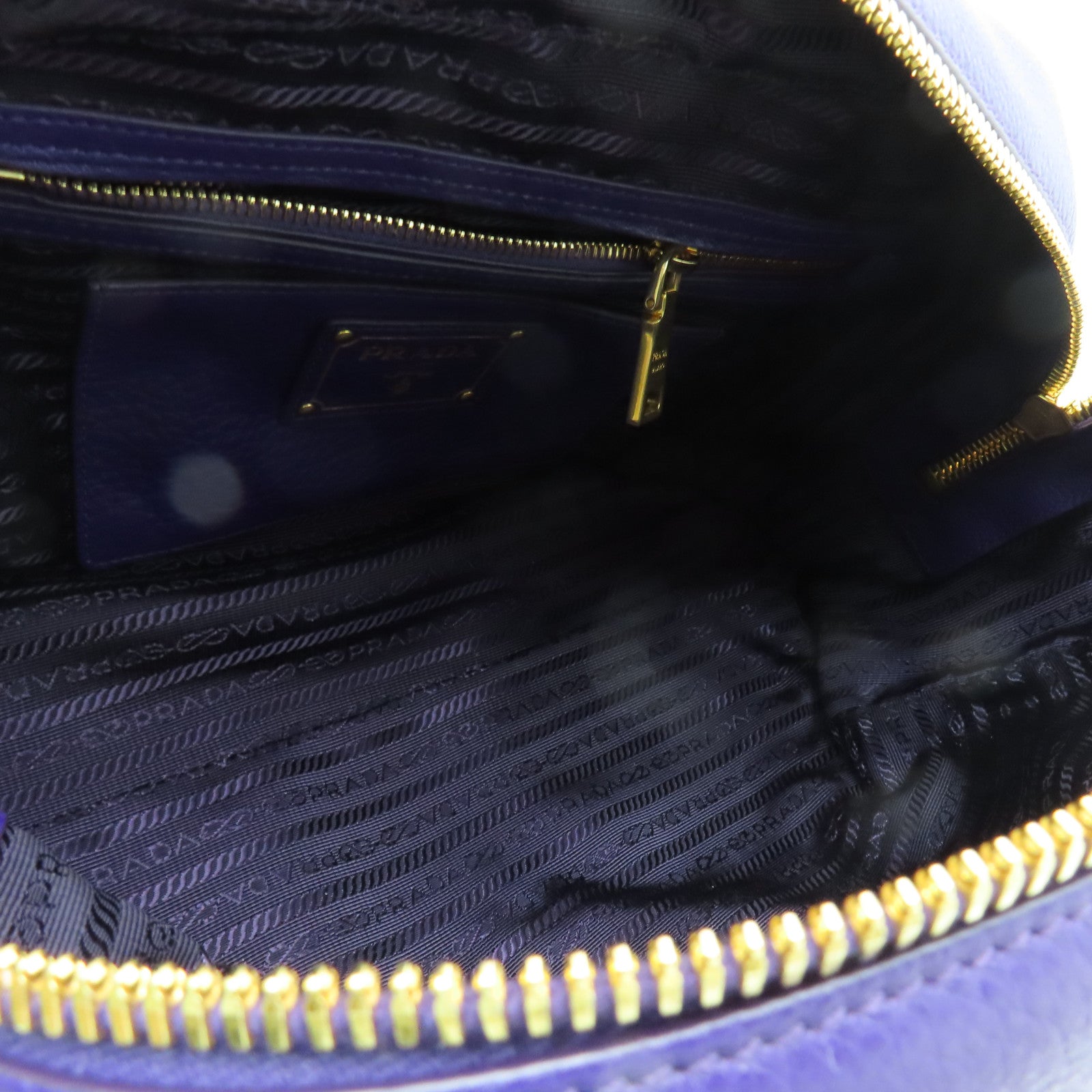 PRADA 【激減優惠】牛皮皮革Vitello Daino Shoulder Bag金扣波士頓包紫色