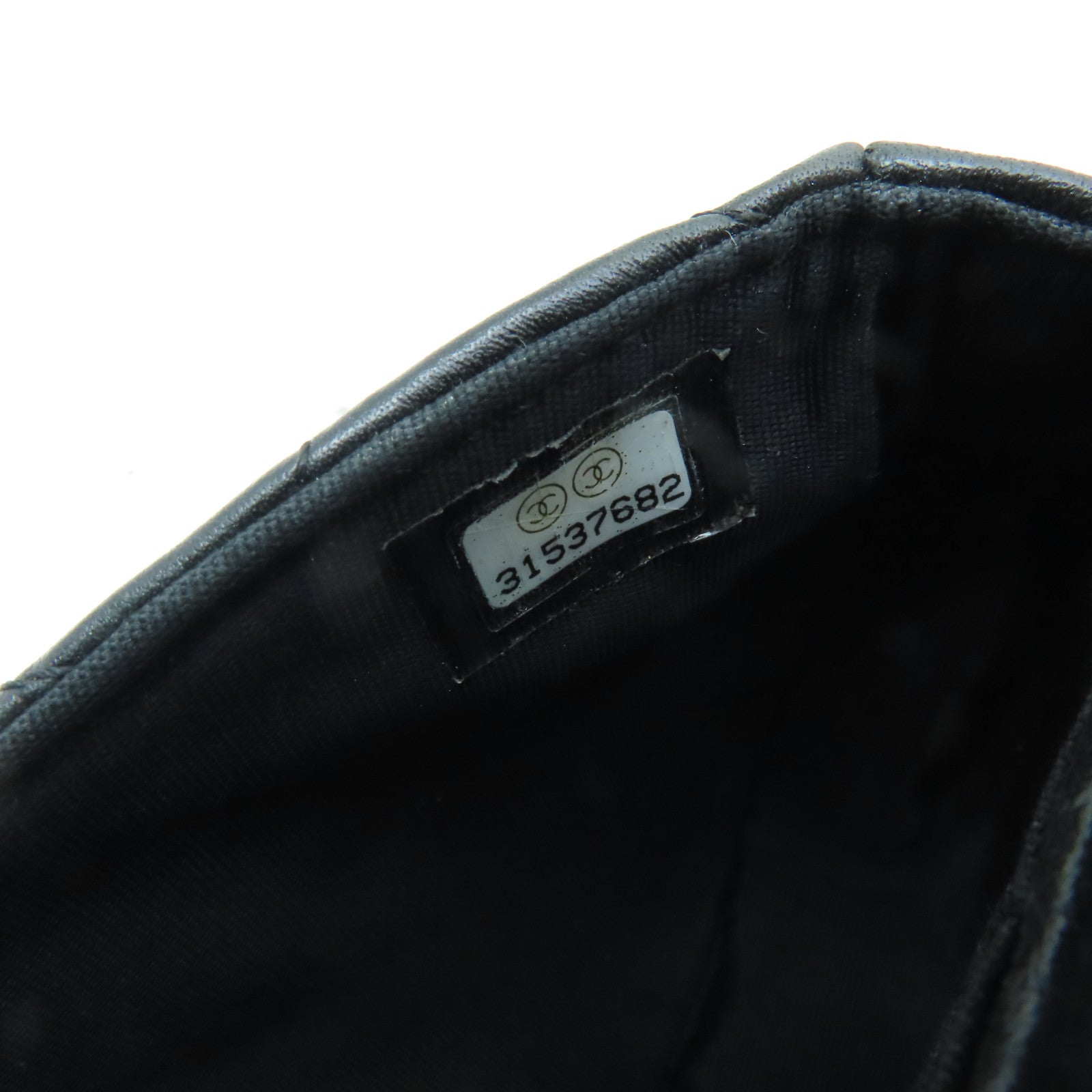CHANEL 菱格牛皮皮革Chain Shoulder Bag金扣鏈帶肩背袋黒色