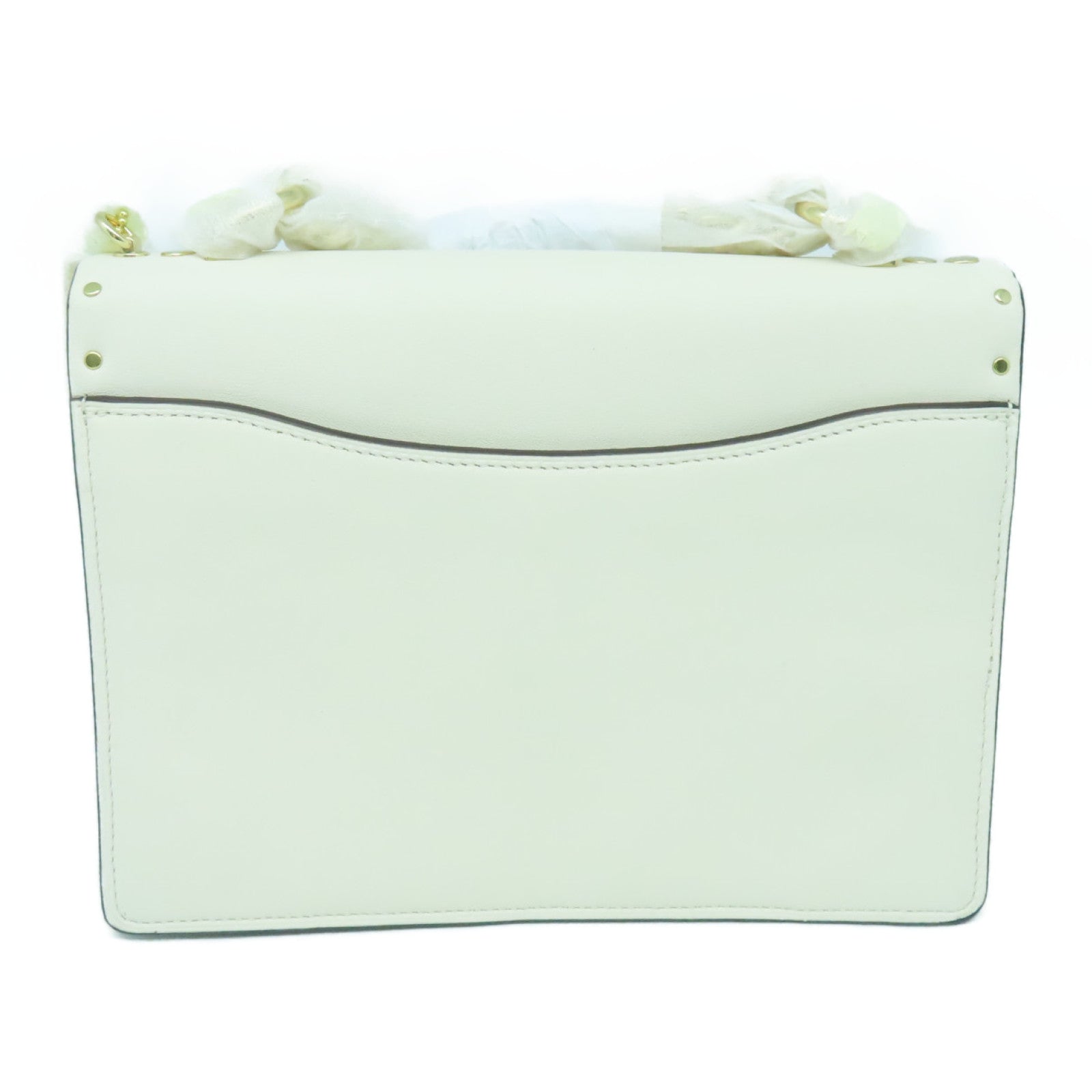 COACH 皮革Chain Shoulder Bag金扣鏈帶肩背袋白色