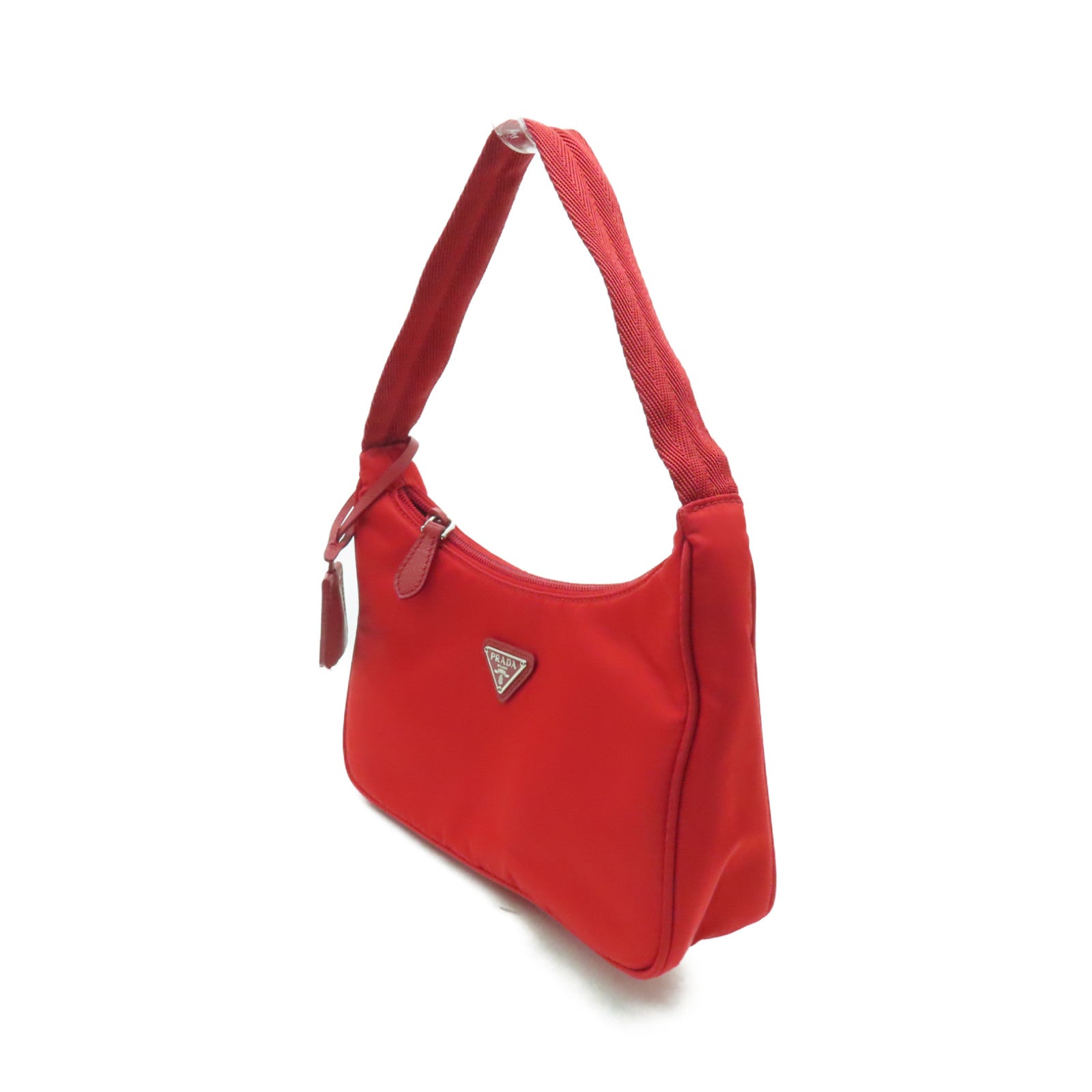 PRADA 尼龍Shoulder Bag銀扣肩背袋紅色