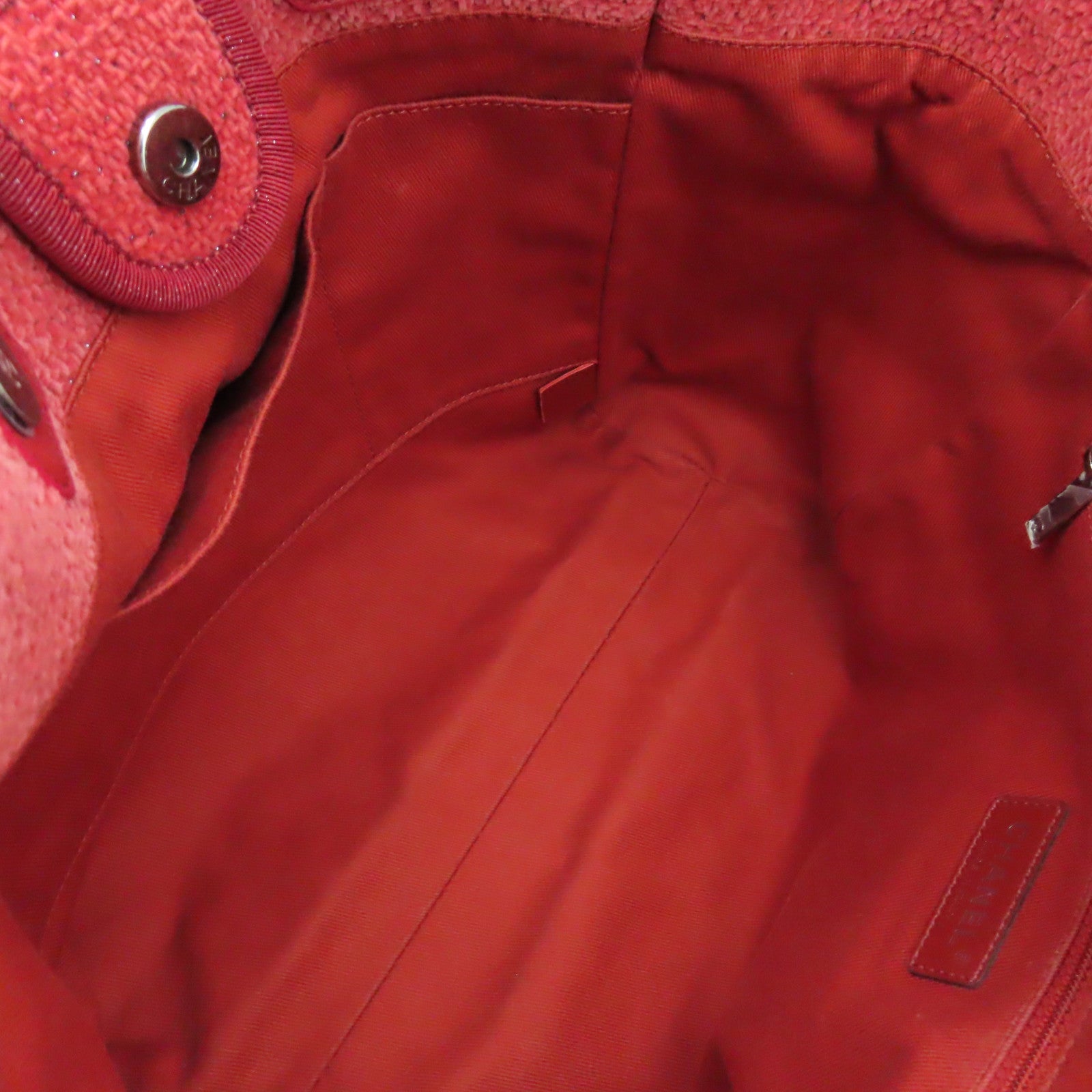 CHANEL 帆布Tote Bag銀扣手挽袋紅色