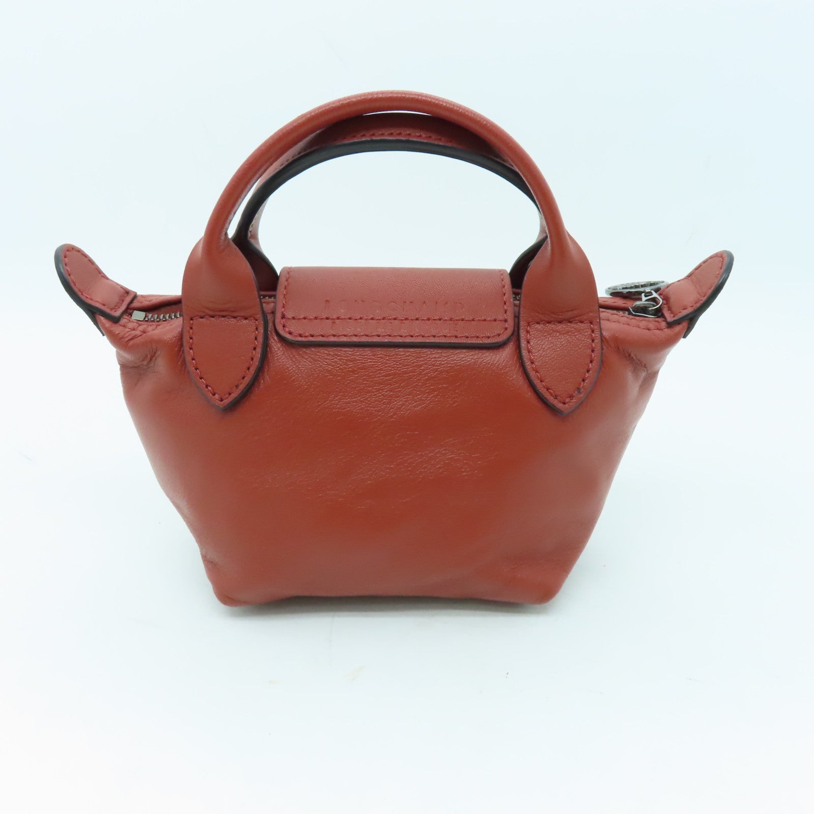 Longchamp 牛皮皮革2 Way Shoulder銀扣手挽肩背兩用袋啡色