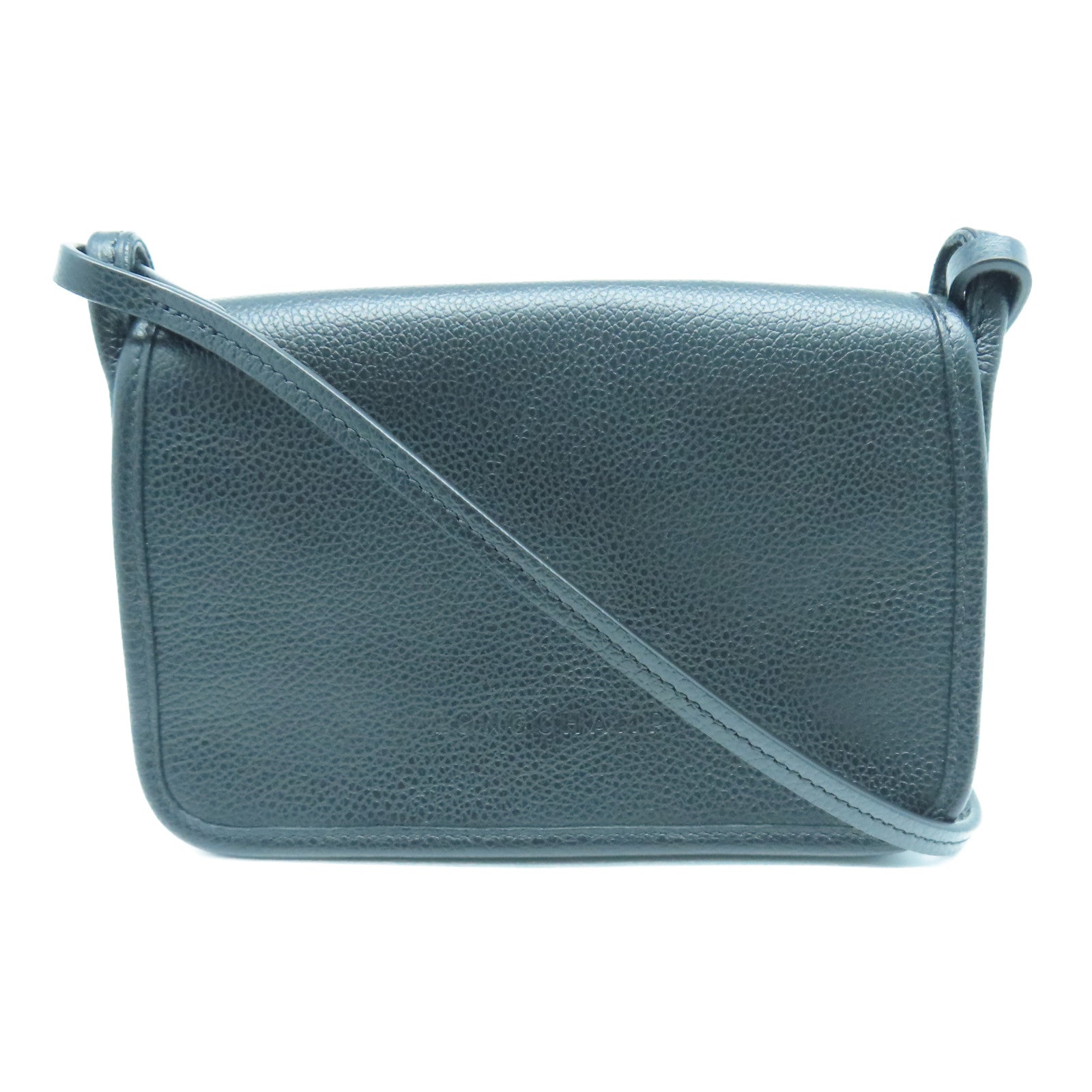 Longchamp cowhide leather Shoulder Bag gold buckle shoulder bag black