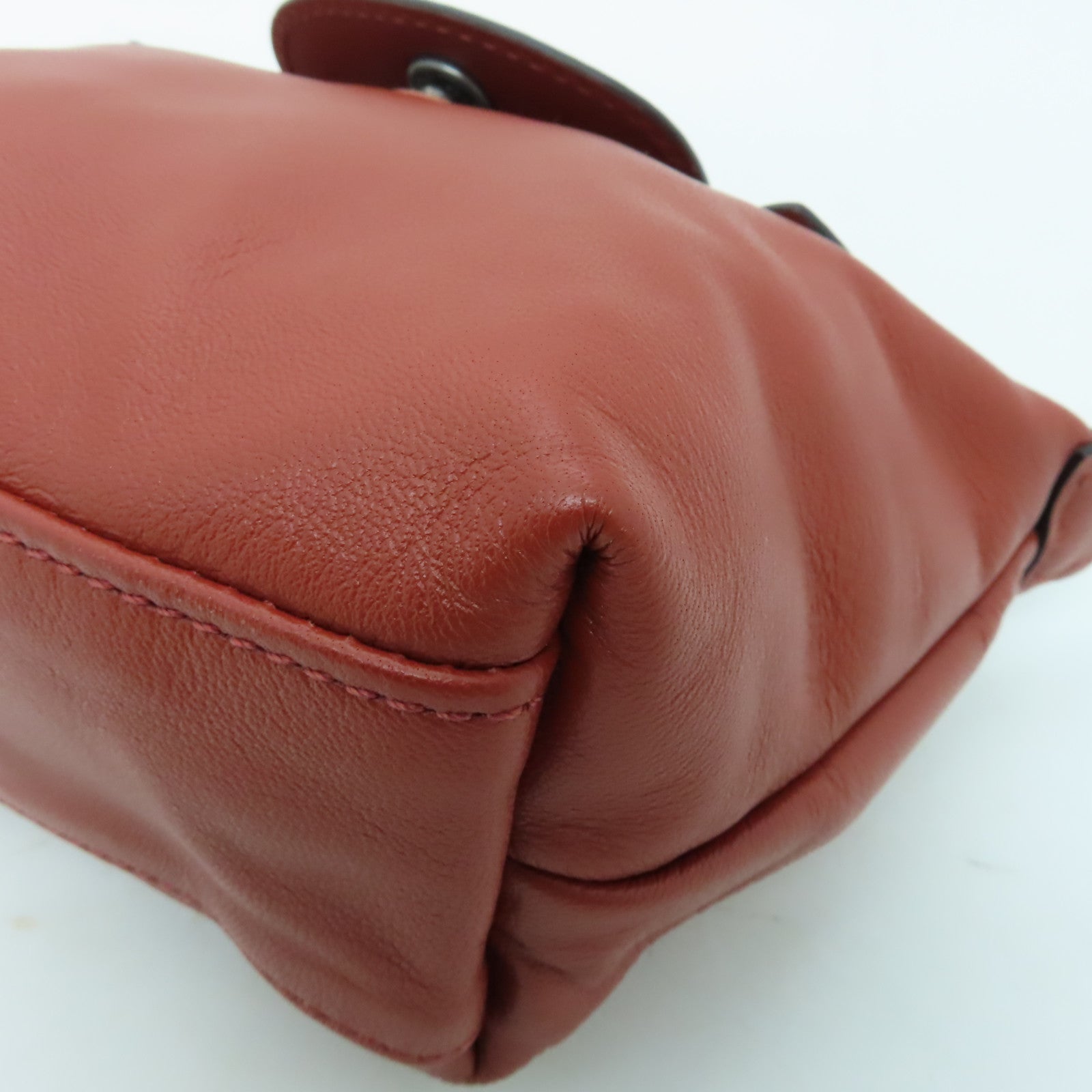 Longchamp 牛皮皮革2 Way Shoulder銀扣手挽肩背兩用袋啡色