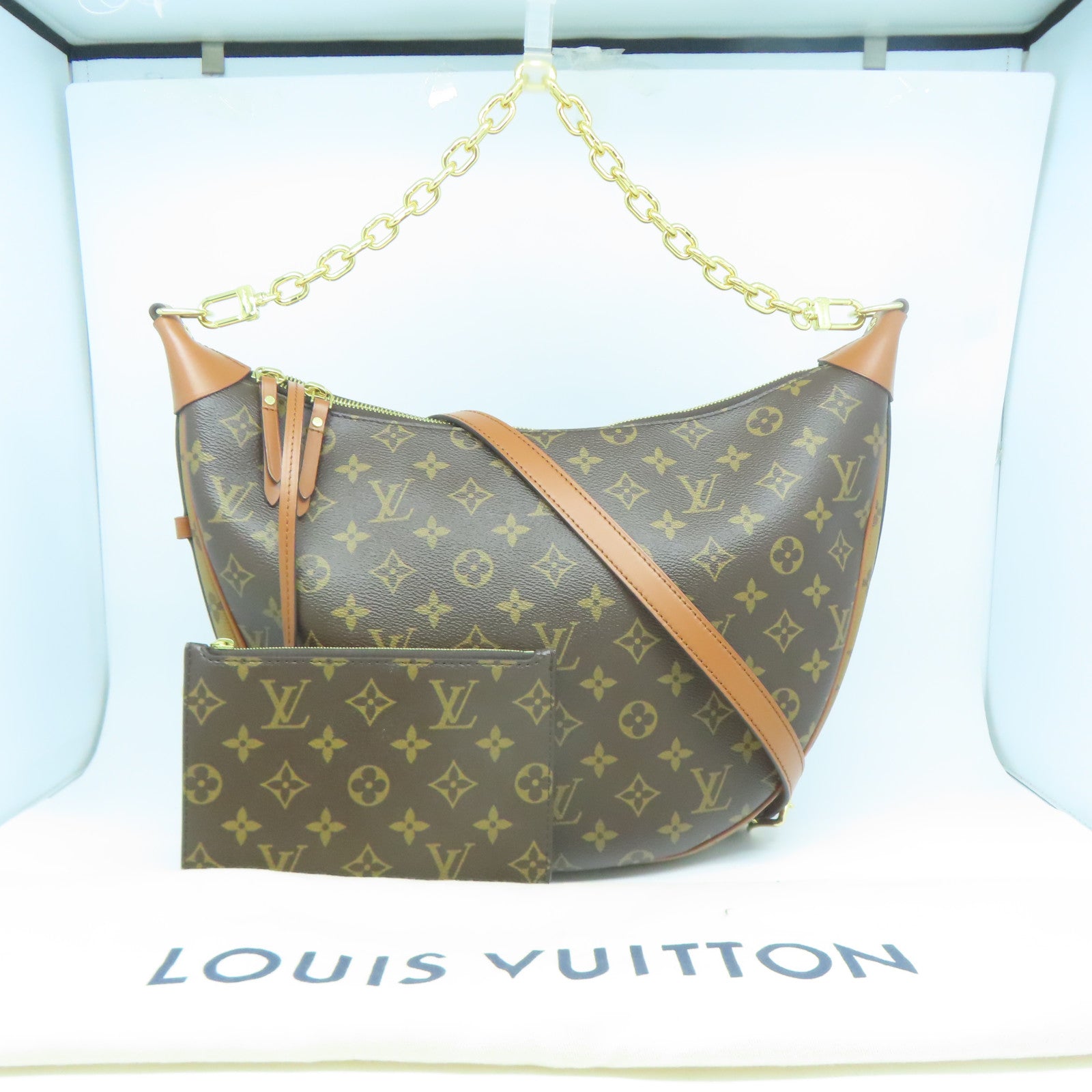 LOUIS VUITTON Monogram Loop Hobo金扣手挽肩背兩用袋啡色