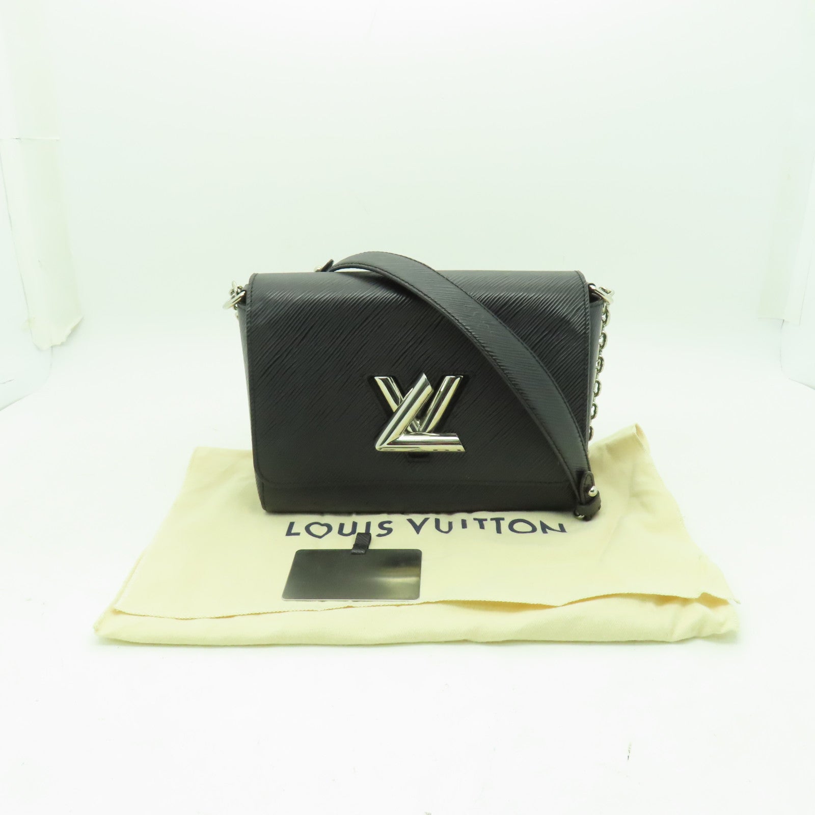 LOUIS VUITTON Epi Twist MM銀扣鏈帶肩背袋黒色