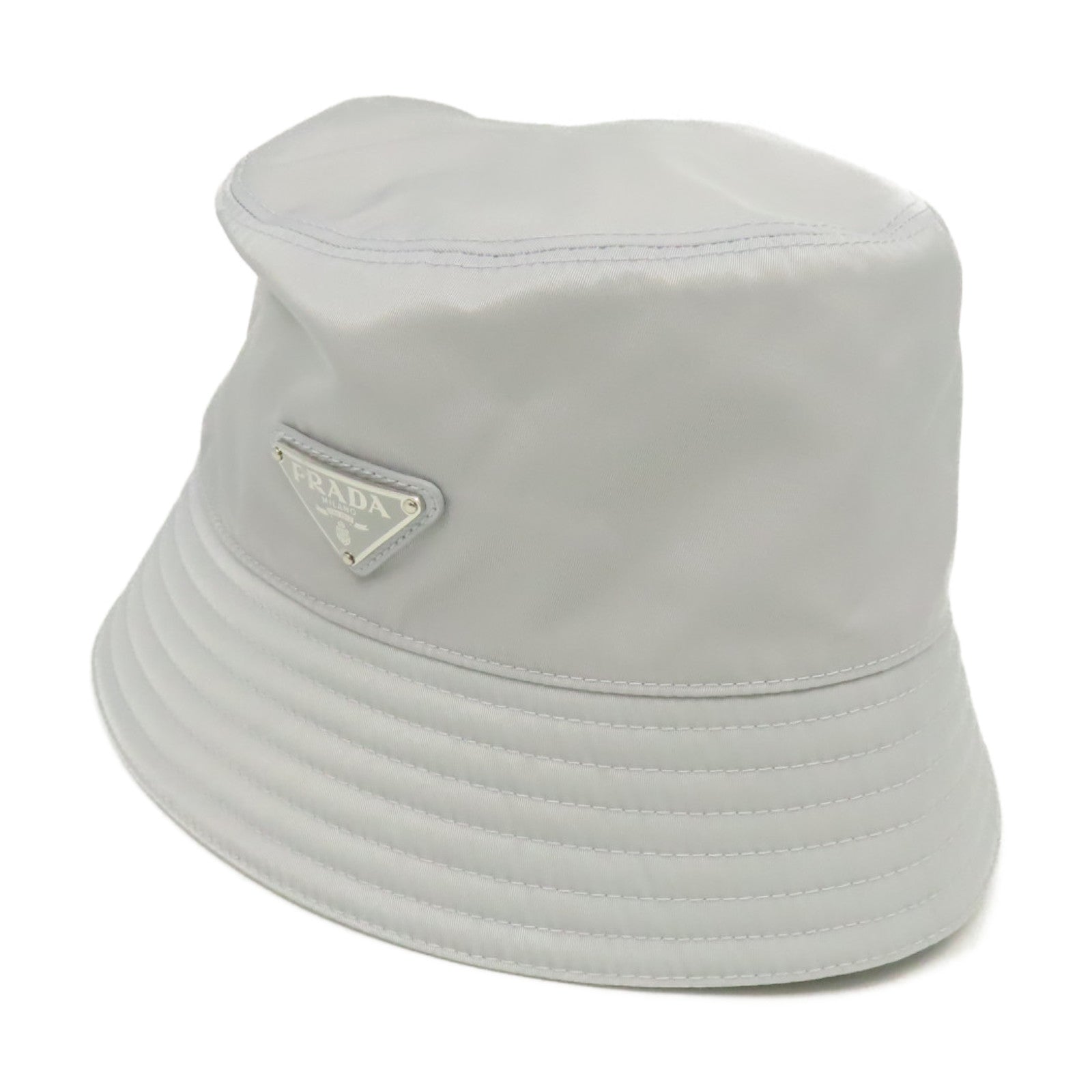 PRADA 尼龍Bagged Hat Small帽子灰藍色