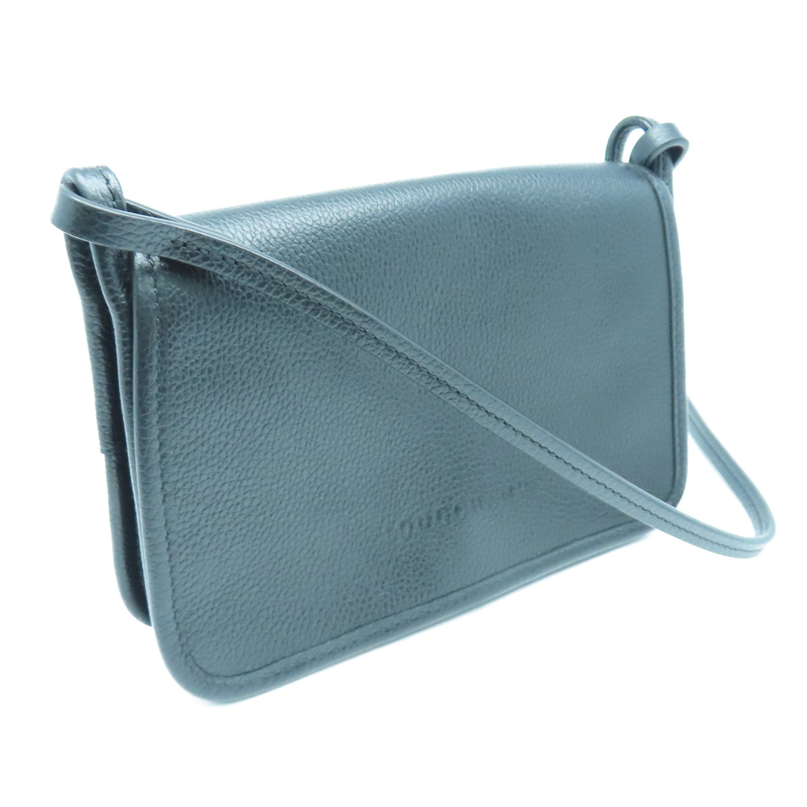 Longchamp cowhide leather Shoulder Bag gold buckle shoulder bag black