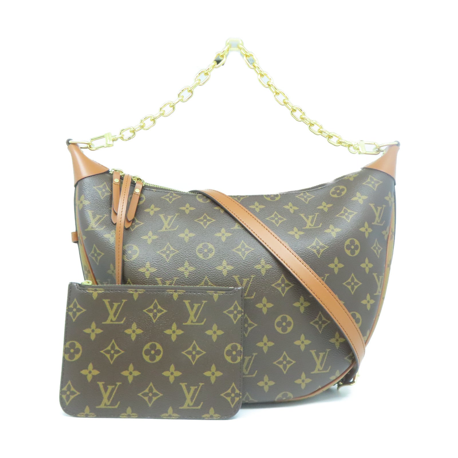 LOUIS VUITTON Monogram Loop Hobo金扣手挽肩背兩用袋啡色