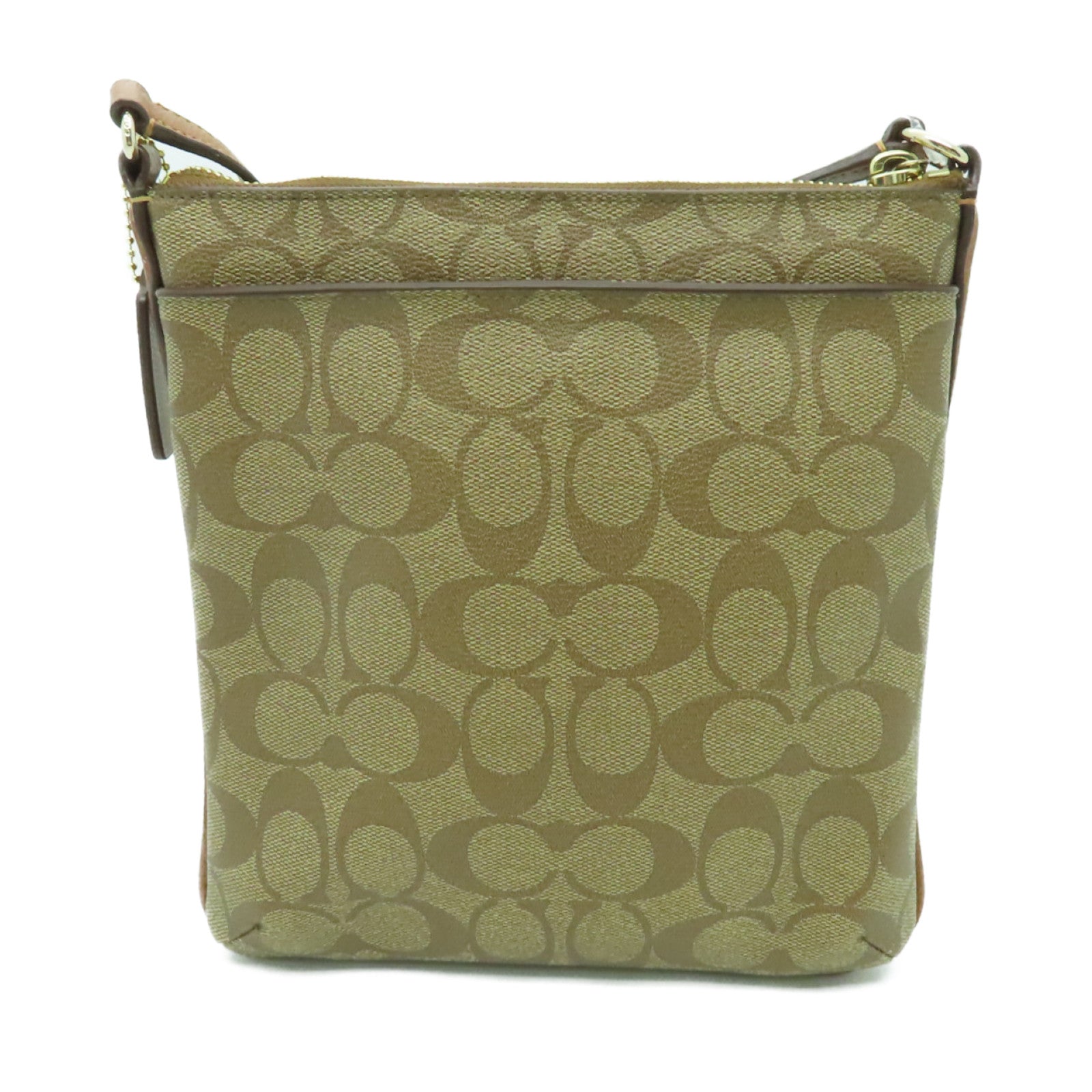 COACH 塗層帆布Shoulder Bag金扣肩背袋啡色