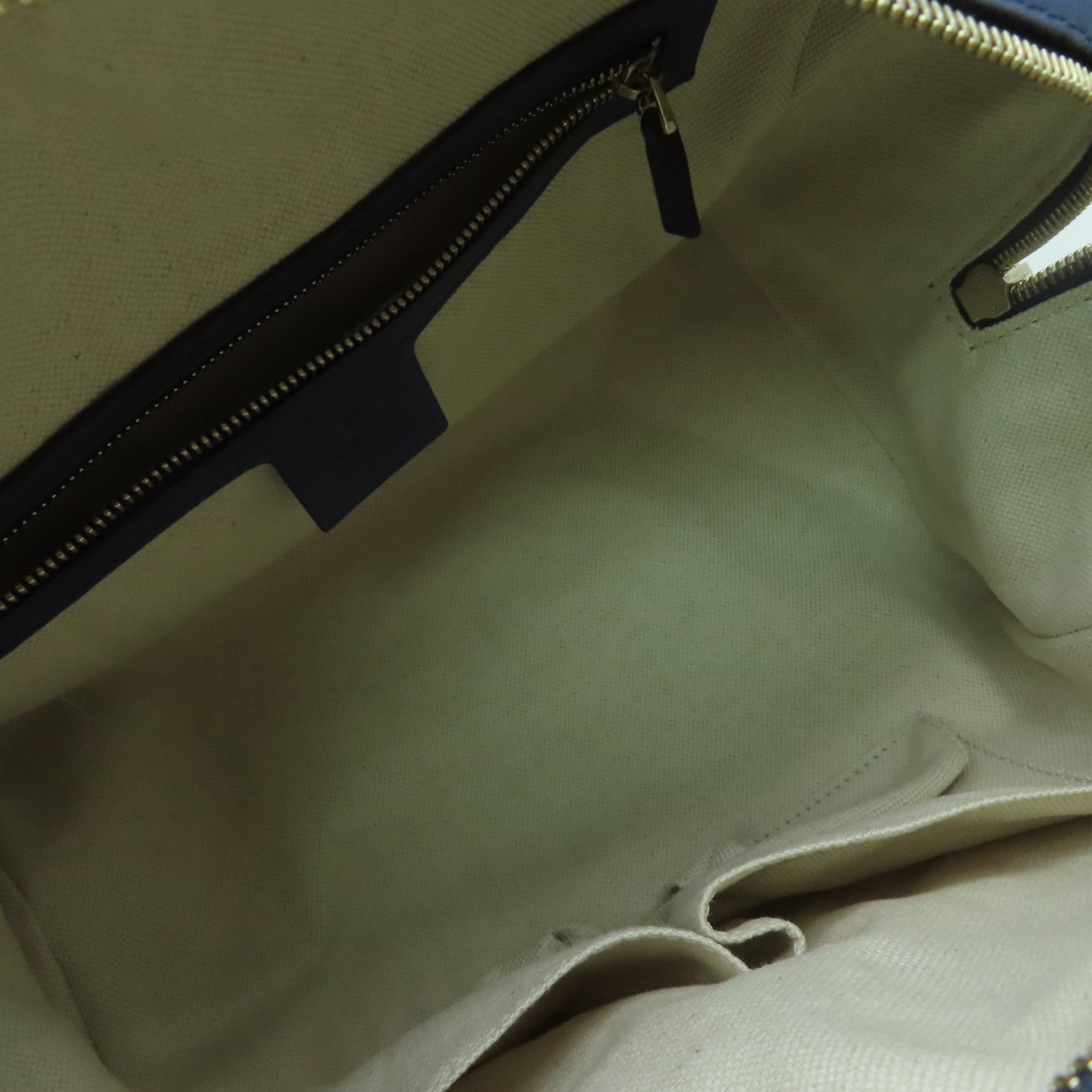 GUCCI 帆布Mini Boston Bag金扣手挽肩背兩用袋米色/藍色