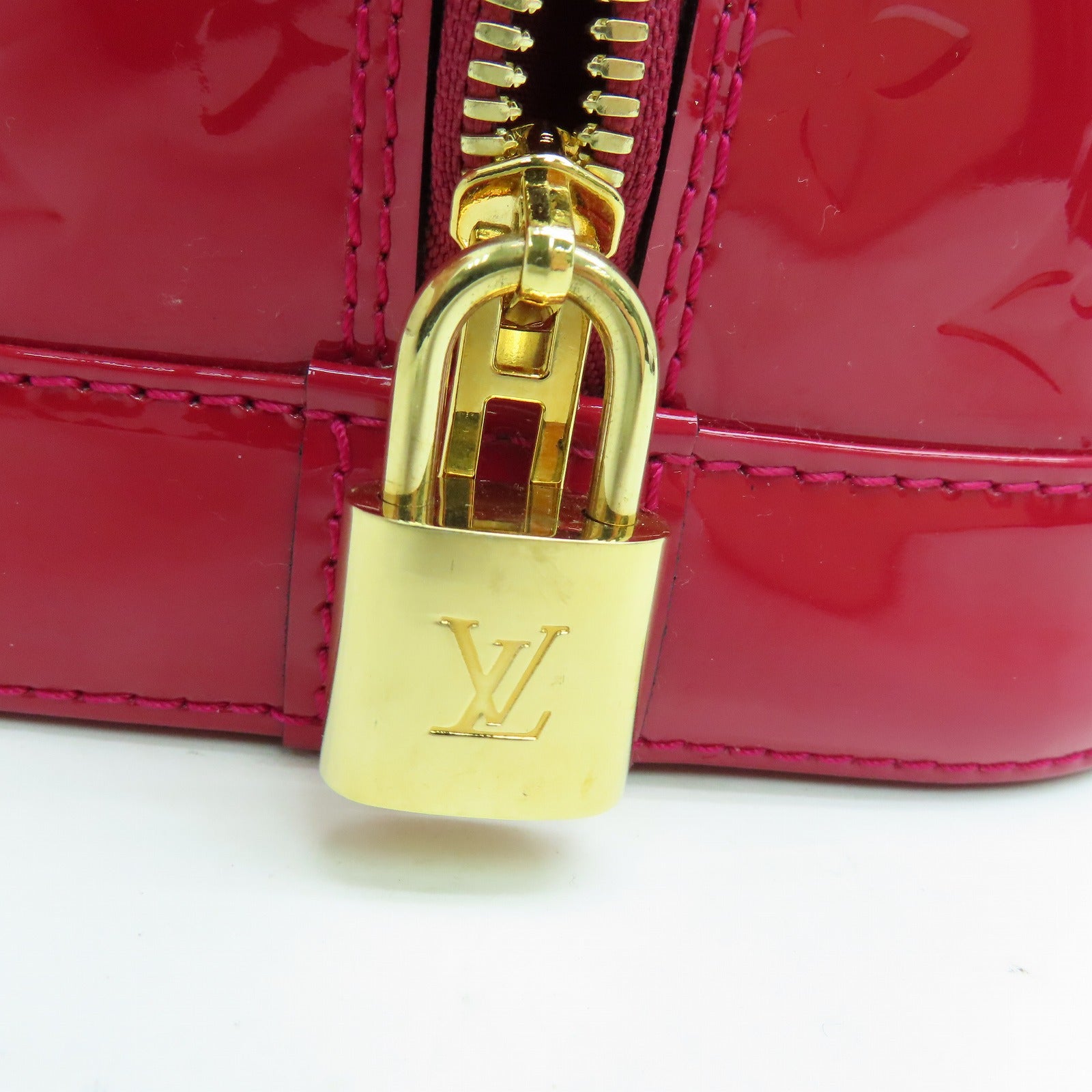 LOUIS VUITTON Vernis Alma PM Hand Bag金扣手挽袋紅色