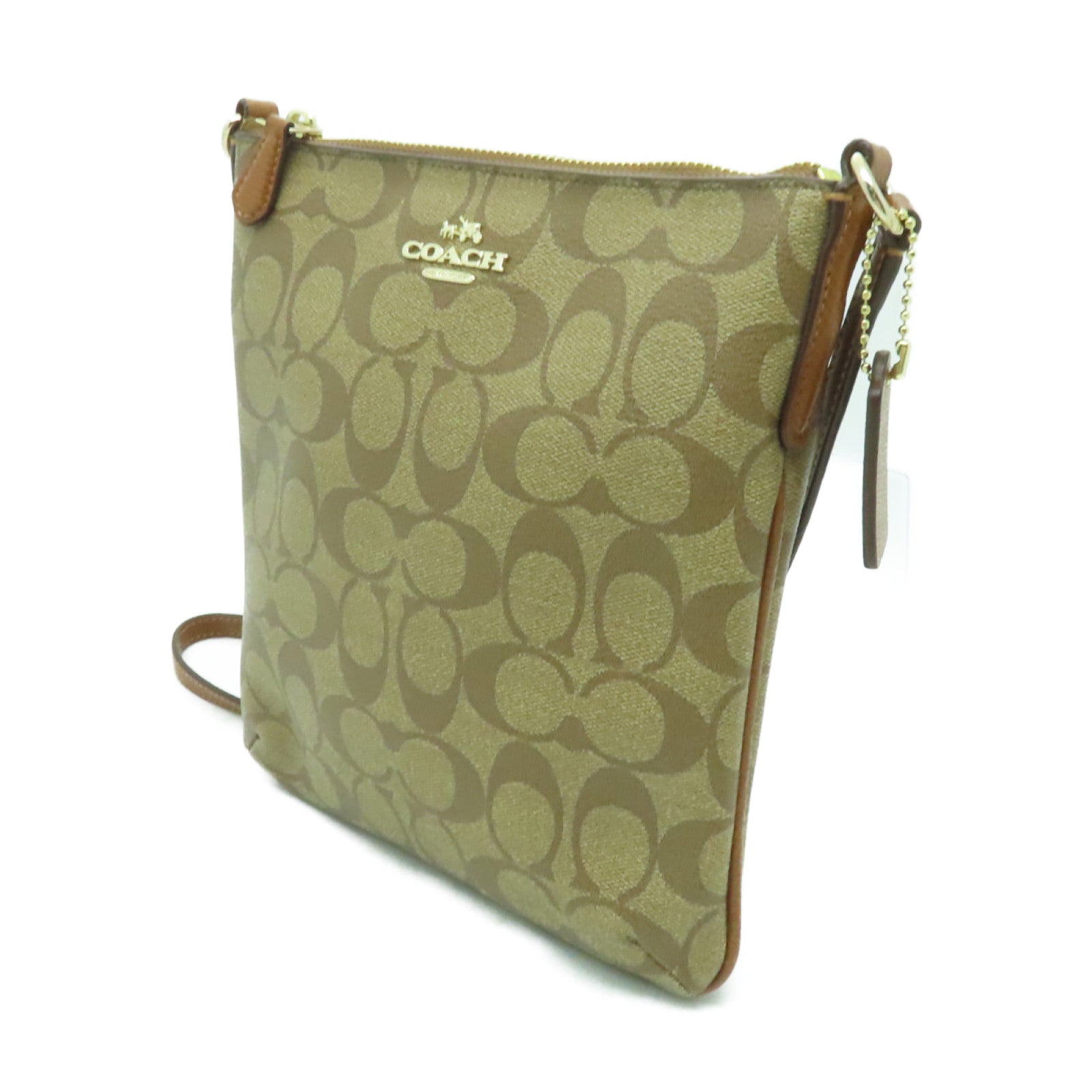 COACH 塗層帆布Shoulder Bag金扣肩背袋啡色