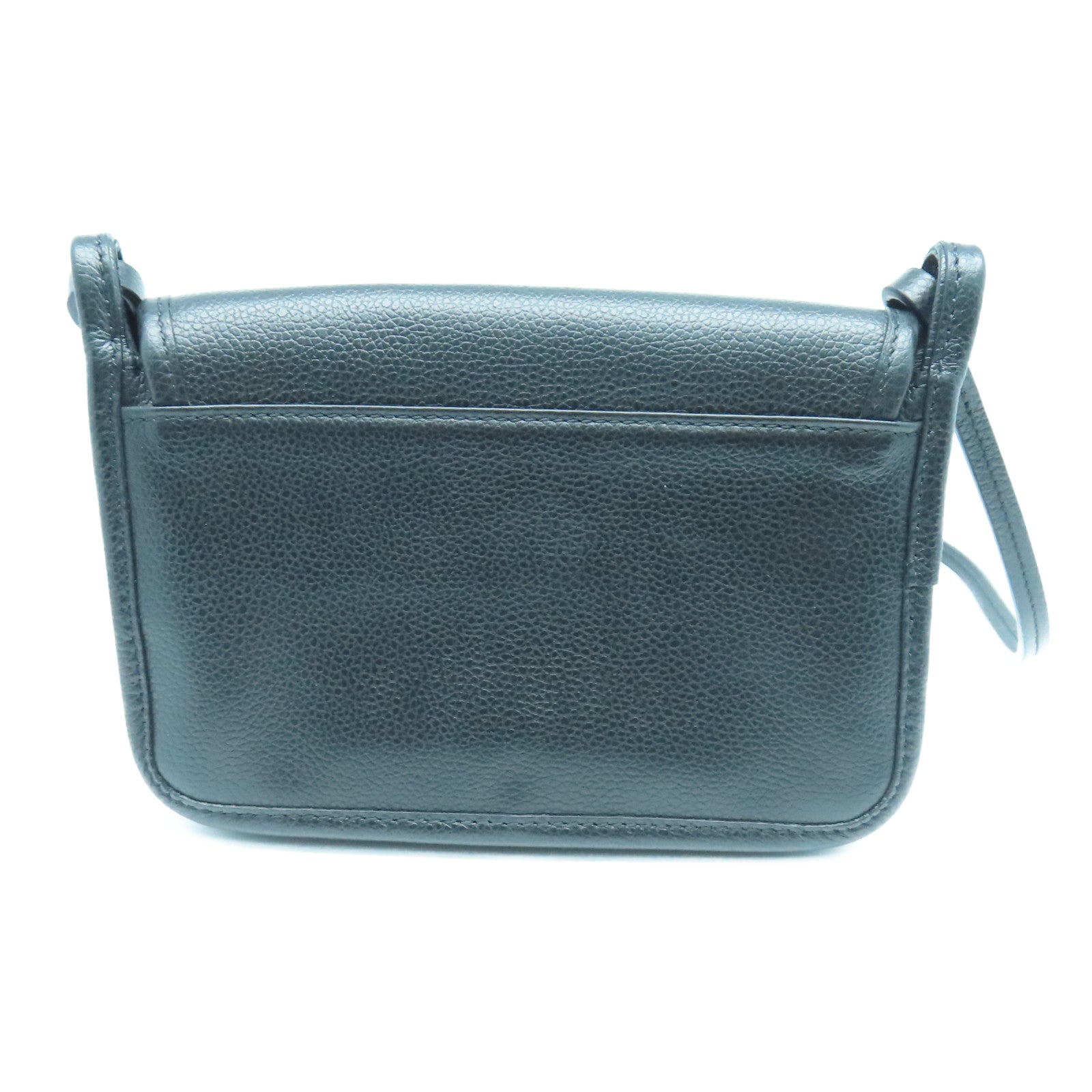 Longchamp cowhide leather Shoulder Bag gold buckle shoulder bag black