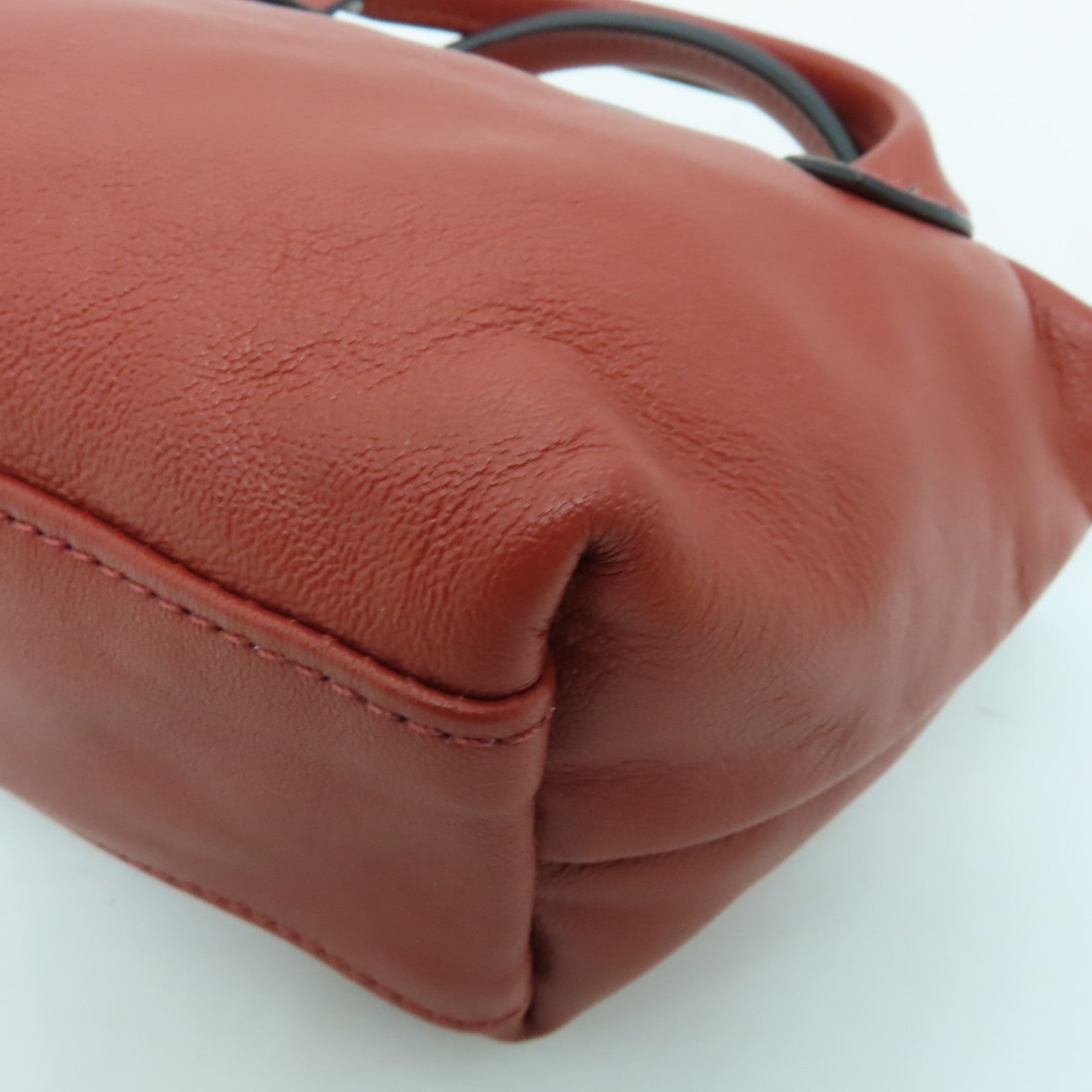 Longchamp 牛皮皮革2 Way Shoulder銀扣手挽肩背兩用袋啡色