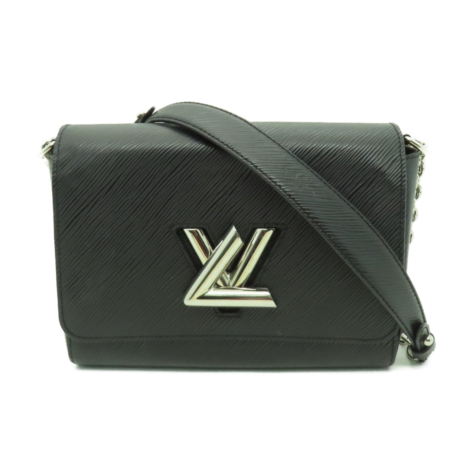 LOUIS VUITTON Epi Twist MM銀扣鏈帶肩背袋黒色