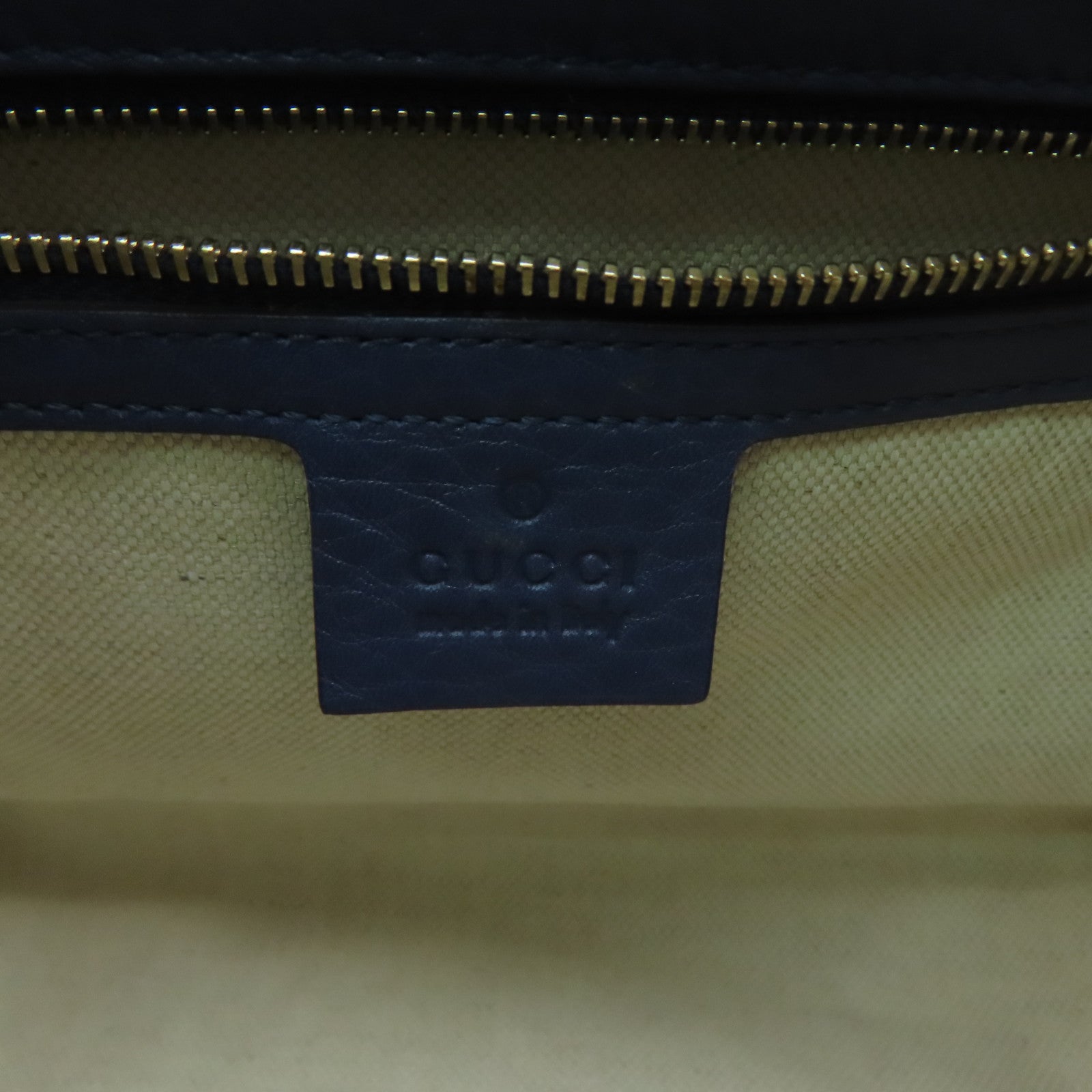 GUCCI 帆布Mini Boston Bag金扣手挽肩背兩用袋米色/藍色