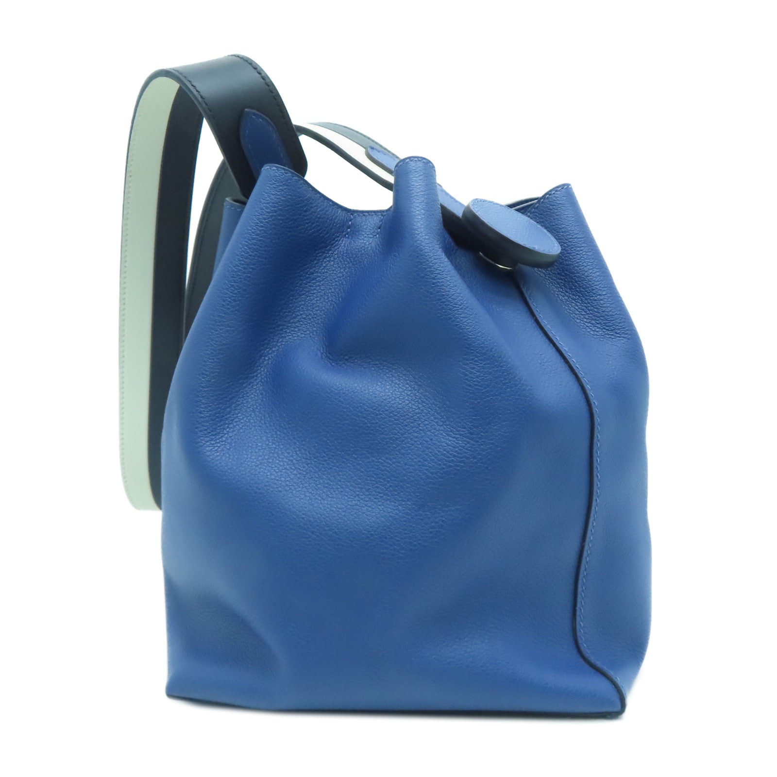 HERMES 【激减优惠】Evercolor皮革Licol 17肩背袋Bleu Brighton蓝色