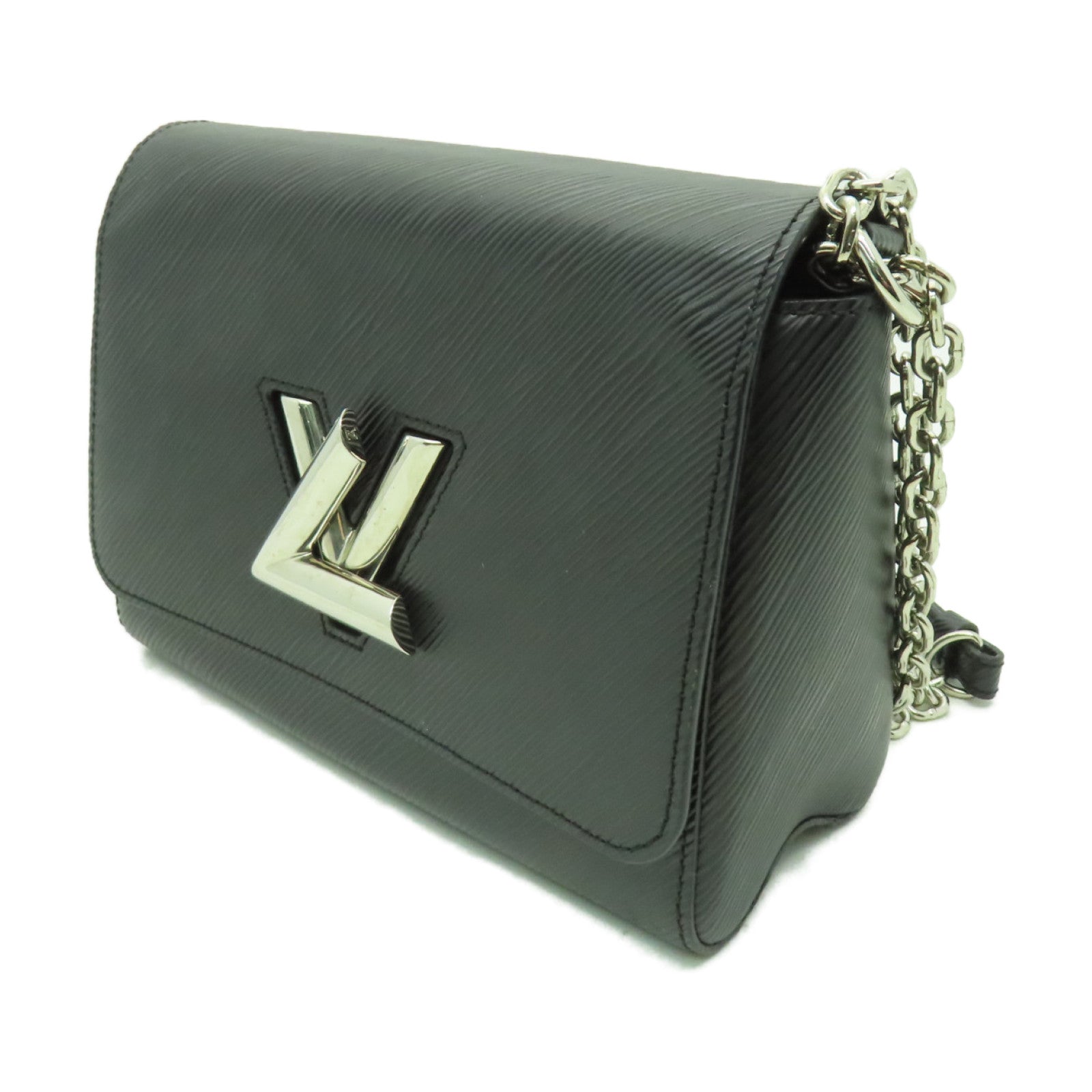 LOUIS VUITTON Epi Twist MM銀扣鏈帶肩背袋黒色