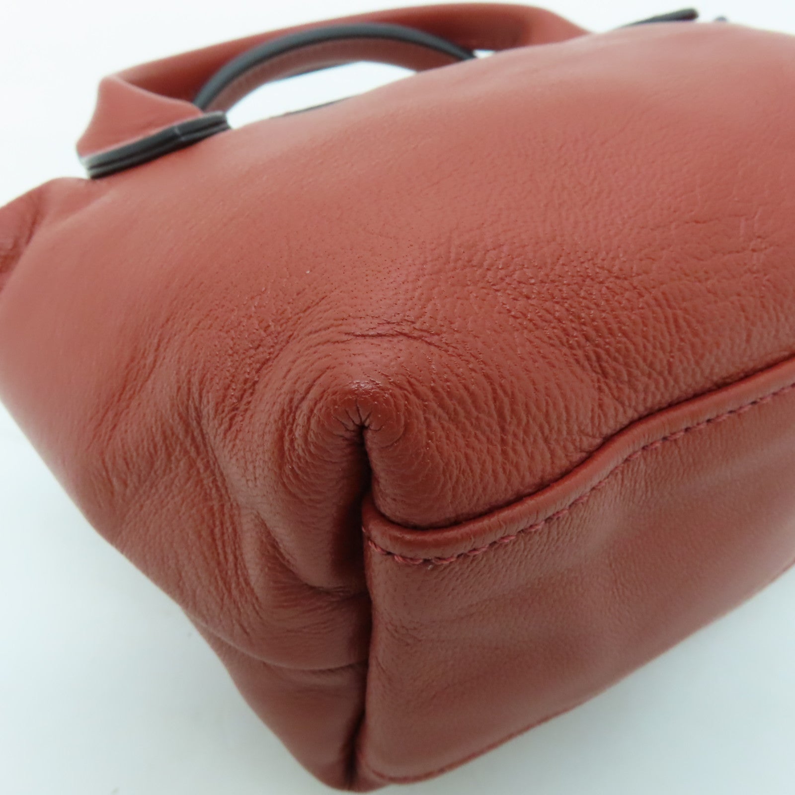 Longchamp 牛皮皮革2 Way Shoulder銀扣手挽肩背兩用袋啡色
